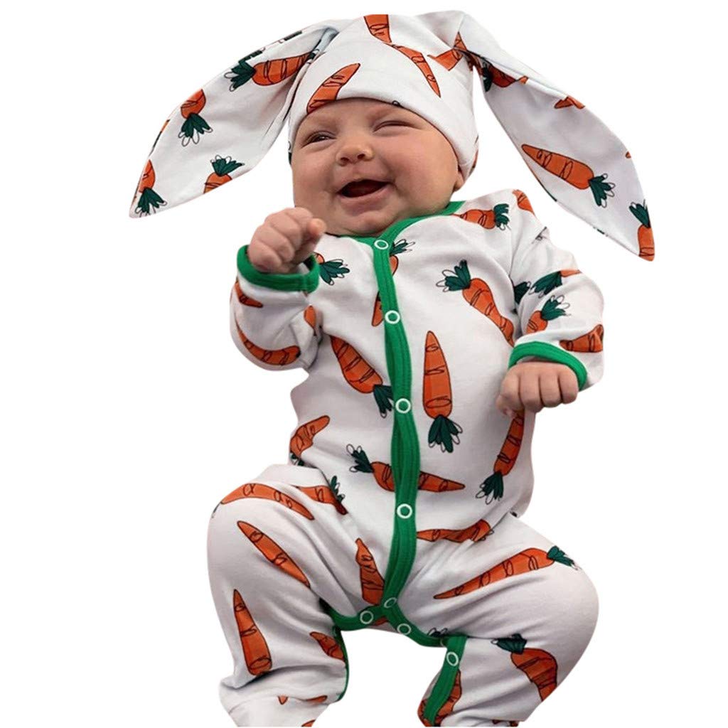 Baby Cartoon Romper with Carrot Ears - Cute Print Jumpsuit for Boys & Girls | Soft Cotton Infant Outfit for Playtime, Photos & Everyday Wear