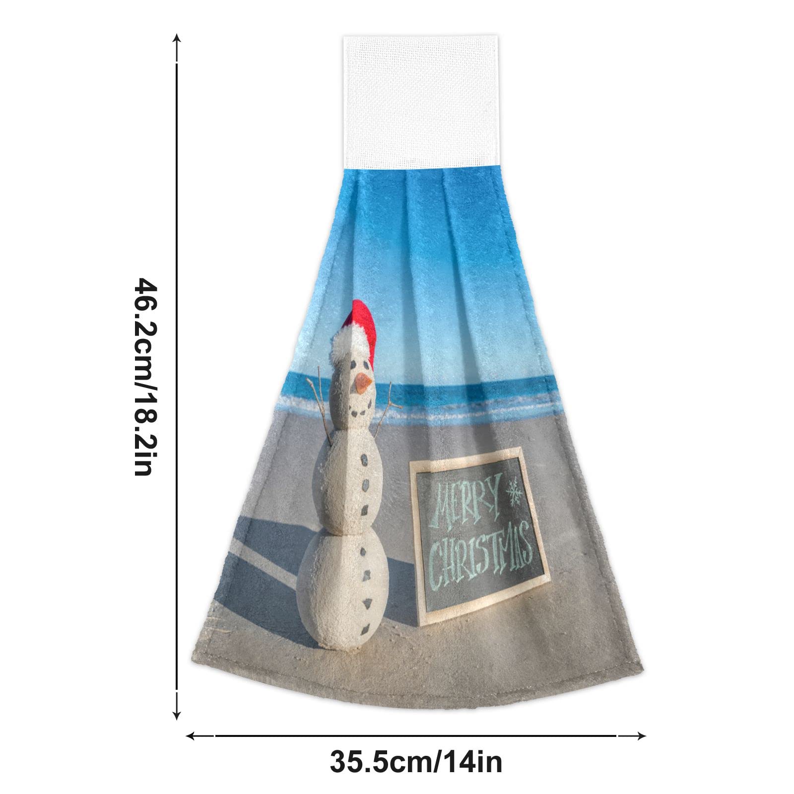 Christmas Snowman Hanging Kitchen Towels Set of 2 - Holiday Beach & Oven Tie Hand Towels for Bathroom, Kitchen & Guest Use - Festive Xmas Home Decor & Dish Cloths for Holiday Parties & Winter Decorations