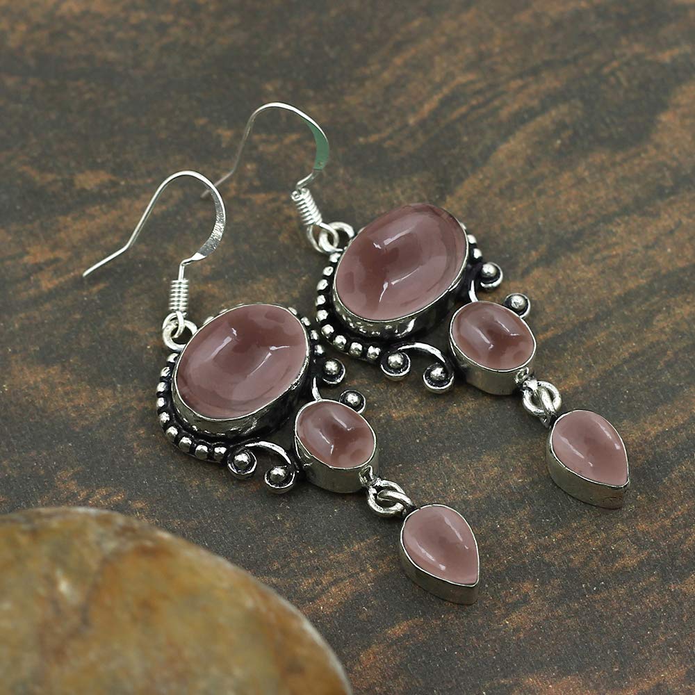 16.96Cts Natural Semi-Precious Gemstone Dangle Earrings for Women - Handmade Bohemian Jewelry, Perfect Gift for Mom, Wife, Birthday, Anniversary & Women's Day - Elegant for Parties, Weddings & Daily Wear