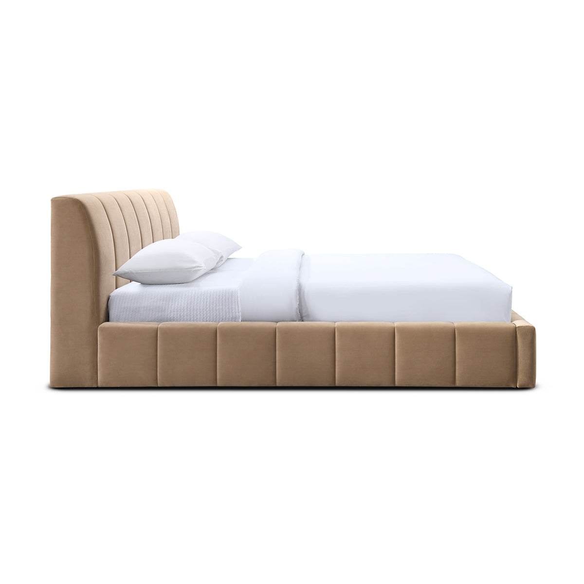 Luxury Allocco Velvet King Size Bed Frame - Sapphire Blue Velvet Upholstered Platform Bed with Wooden Slats | Perfect for Master Bedroom, Guest Room & Modern Home Decor
