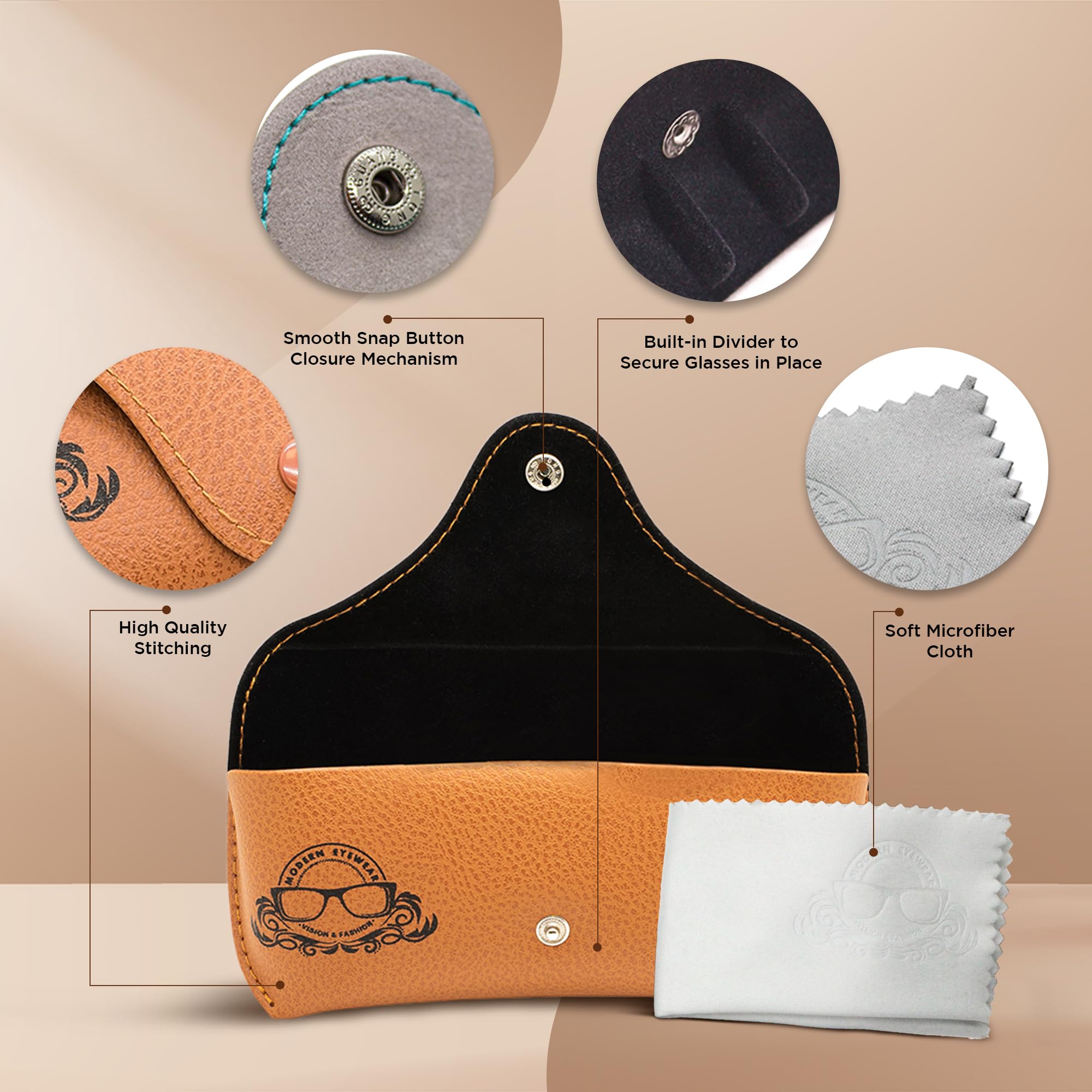 Leather Glasses Case Slim Portable Sunglasses Holder for Men & Women - Perfect for Travel, Office & Daily Use