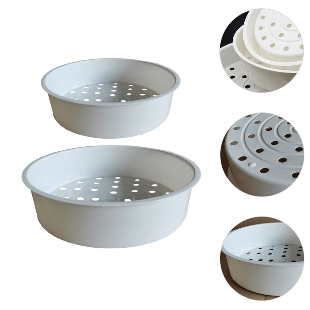 Hemoton 2-Piece Plastic Steamer Basket Set - Multipurpose Kitchen Steamer Rack for Rice Cooker, Pot, Baking & Food Steaming | Durable White Steam Rack for Healthy Cooking, Meal Prep & Home Kitchen Use