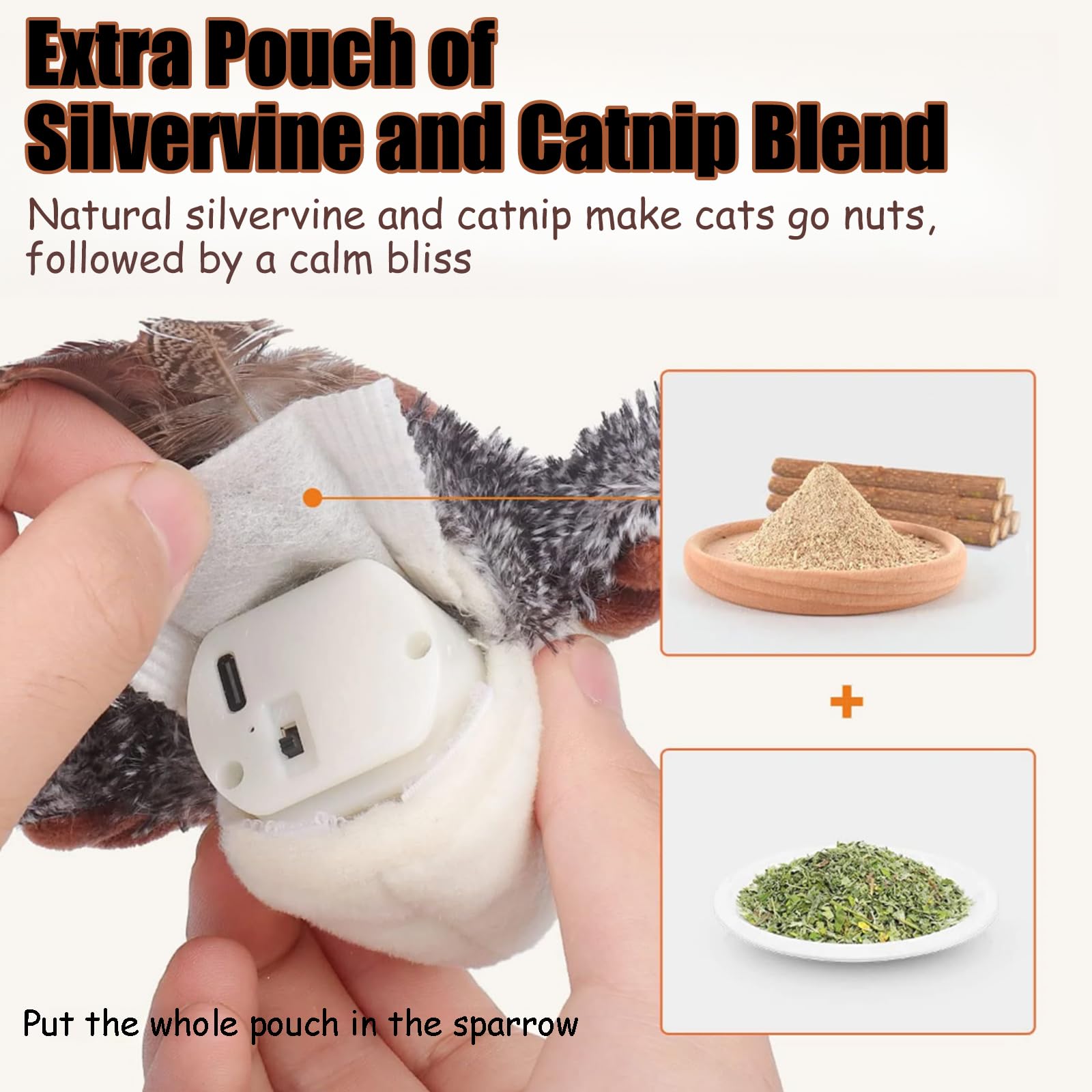 Interactive Flappy Chase Cat Toy with Flapping Wings & Chirping Sound - Electric Sparrow Simulation Bird for Playful Cats - Perfect for Indoor Play & Exercise (1PCS)