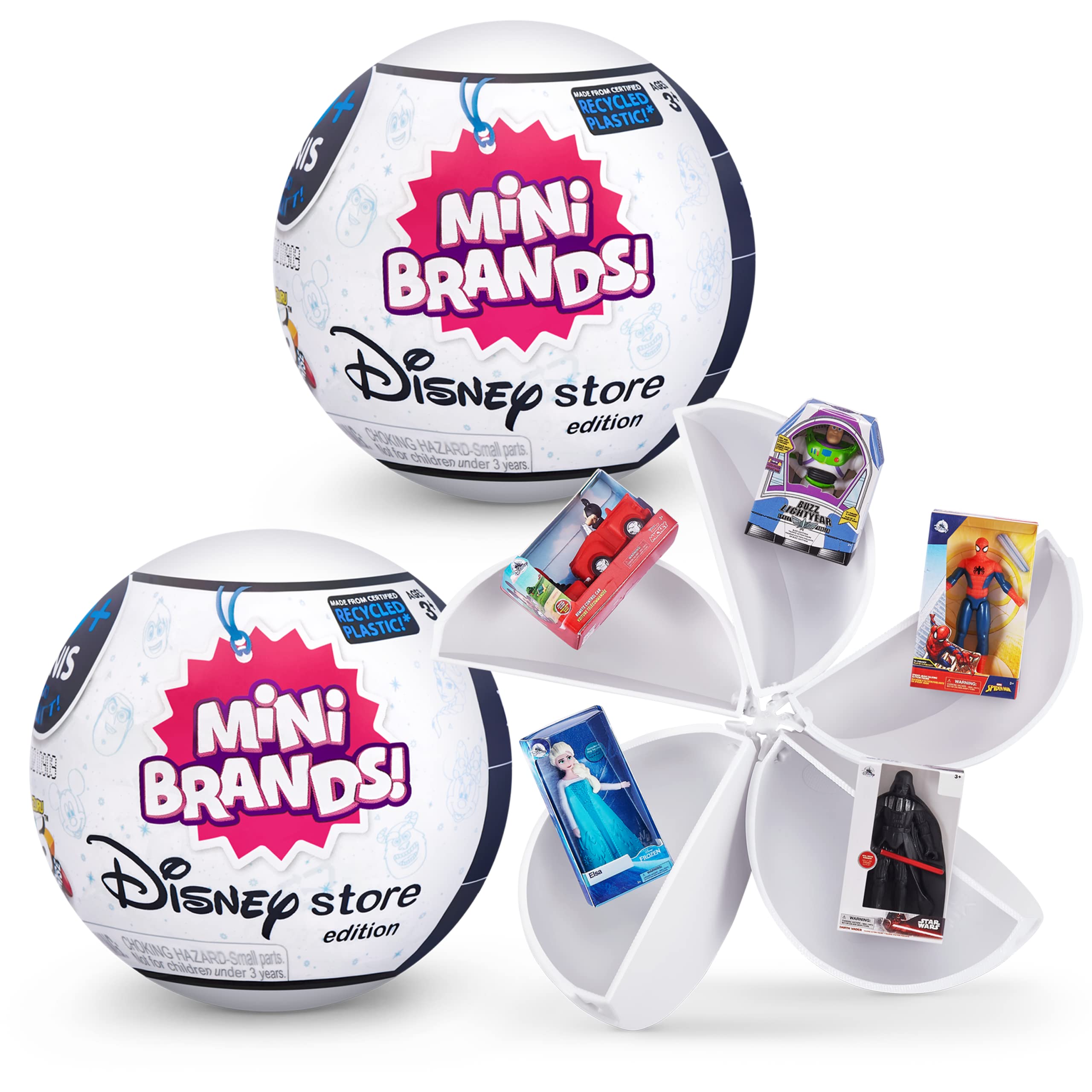 Disney Mini Brands Collectible Toys by ZURU - 2 Pack Mystery Capsules with 5 Surprise Toys Each - Disney Store Edition for Kids, Teens & Adults | Great Stocking Stuffers & Gift Ideas for Birthday, Christmas & Party Favors (Amazon Exclusive)