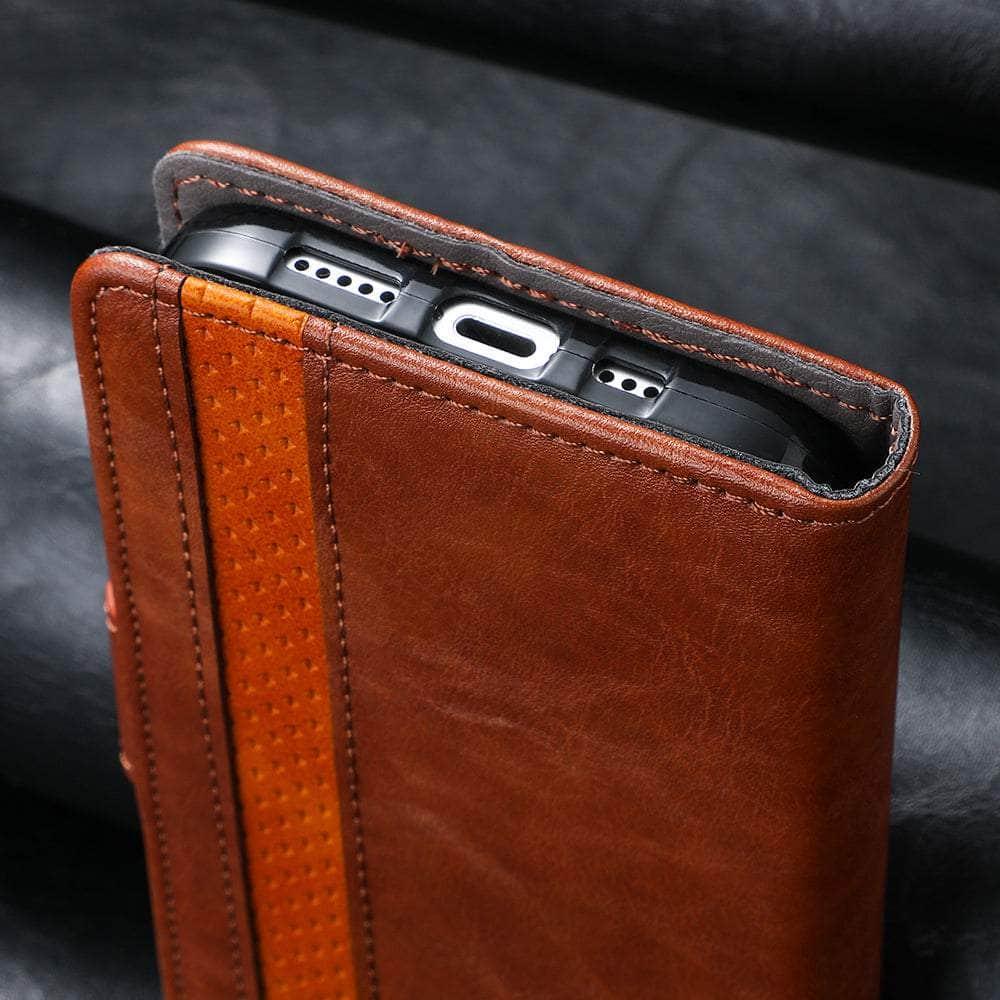Premium Genuine Leather Wallet Flip Book Case for iPhone SE 2022 - Slim Protective Cover with Card Slots | Perfect for Business, Travel & Everyday Use