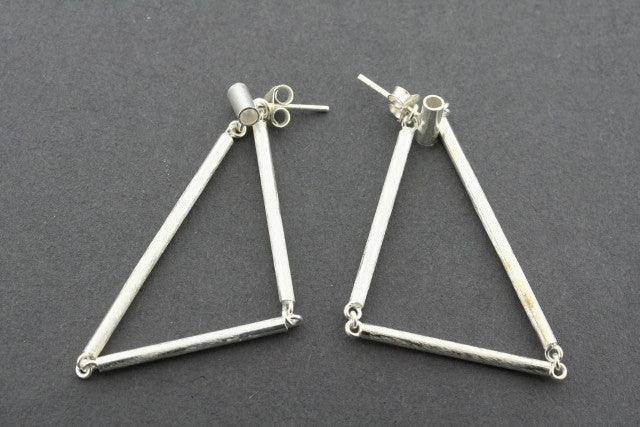 3 Bar Triangle Hoop Earrings - Sterling Silver 925 for Women - Trendy Geometric Dangle Earrings for Everyday Wear & Special Occasions