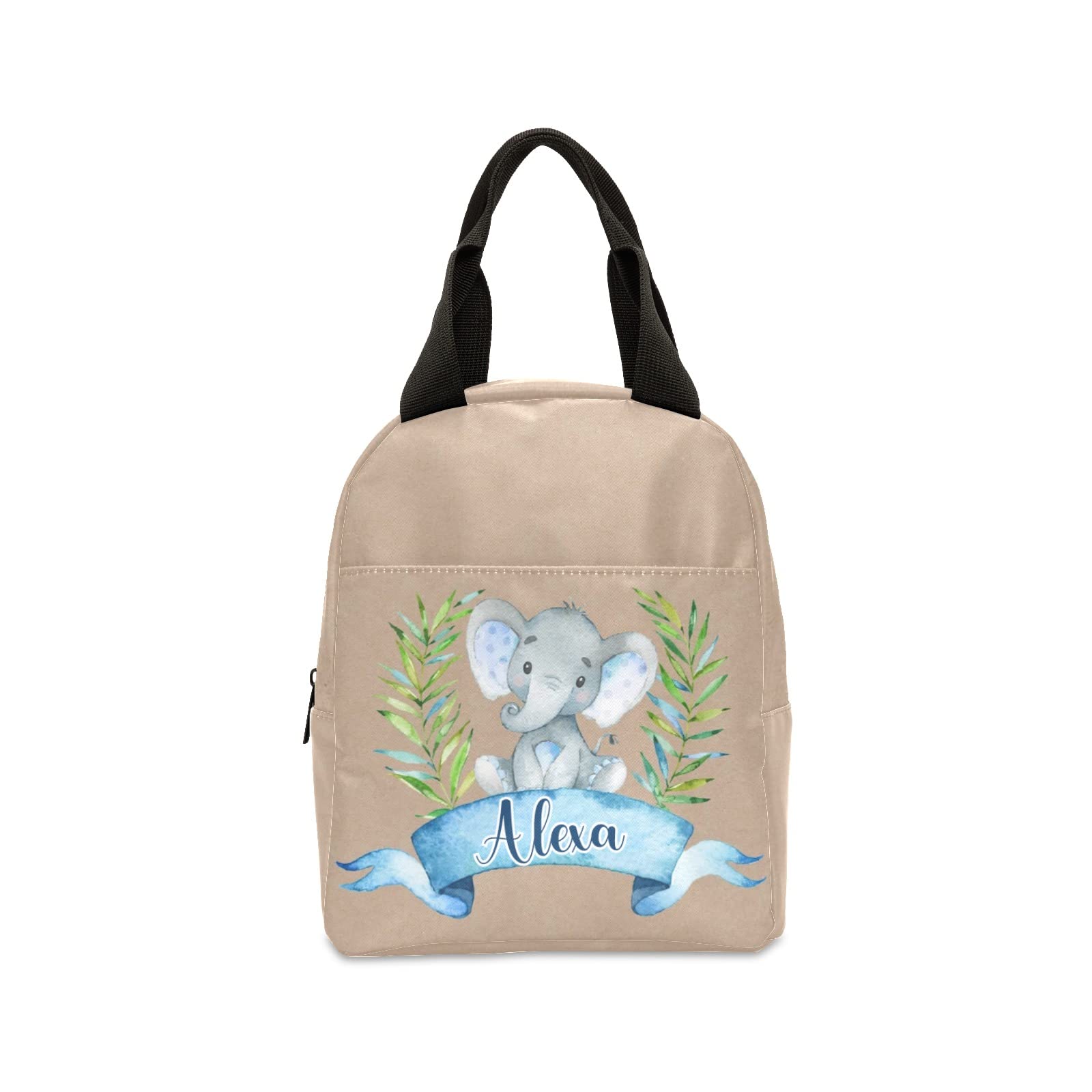 Custom Elephant Leaves Insulated Lunch Bag - Personalized Tote for Women & Men, Work, School, Picnic | Reusable Thermal Food Container for Office, Beach, Travel