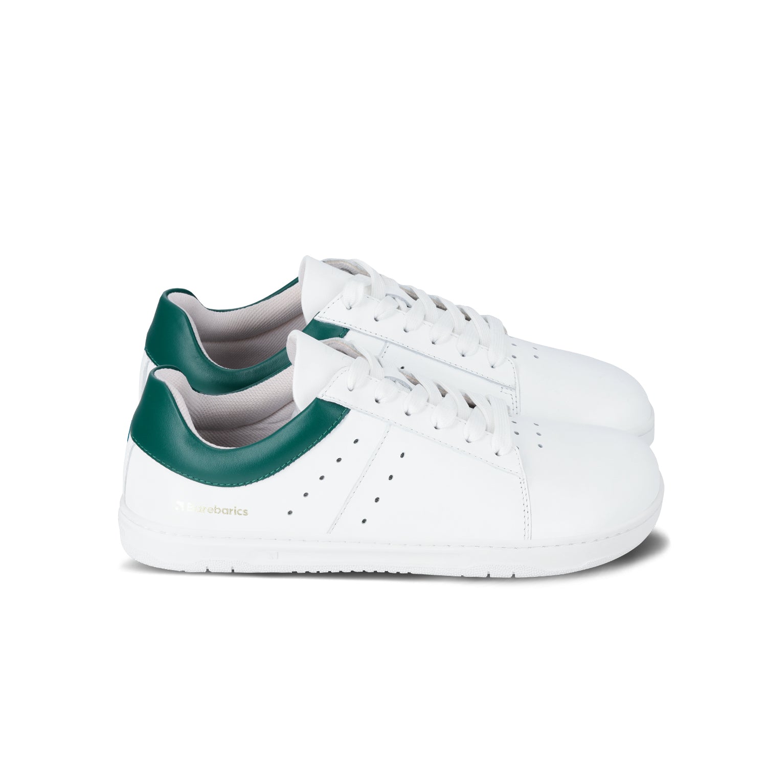 Barebarics Enigma Barefoot Sneakers for Men & Women - White & Dark Green Minimalist Shoes for Running, Walking & Gym Workouts