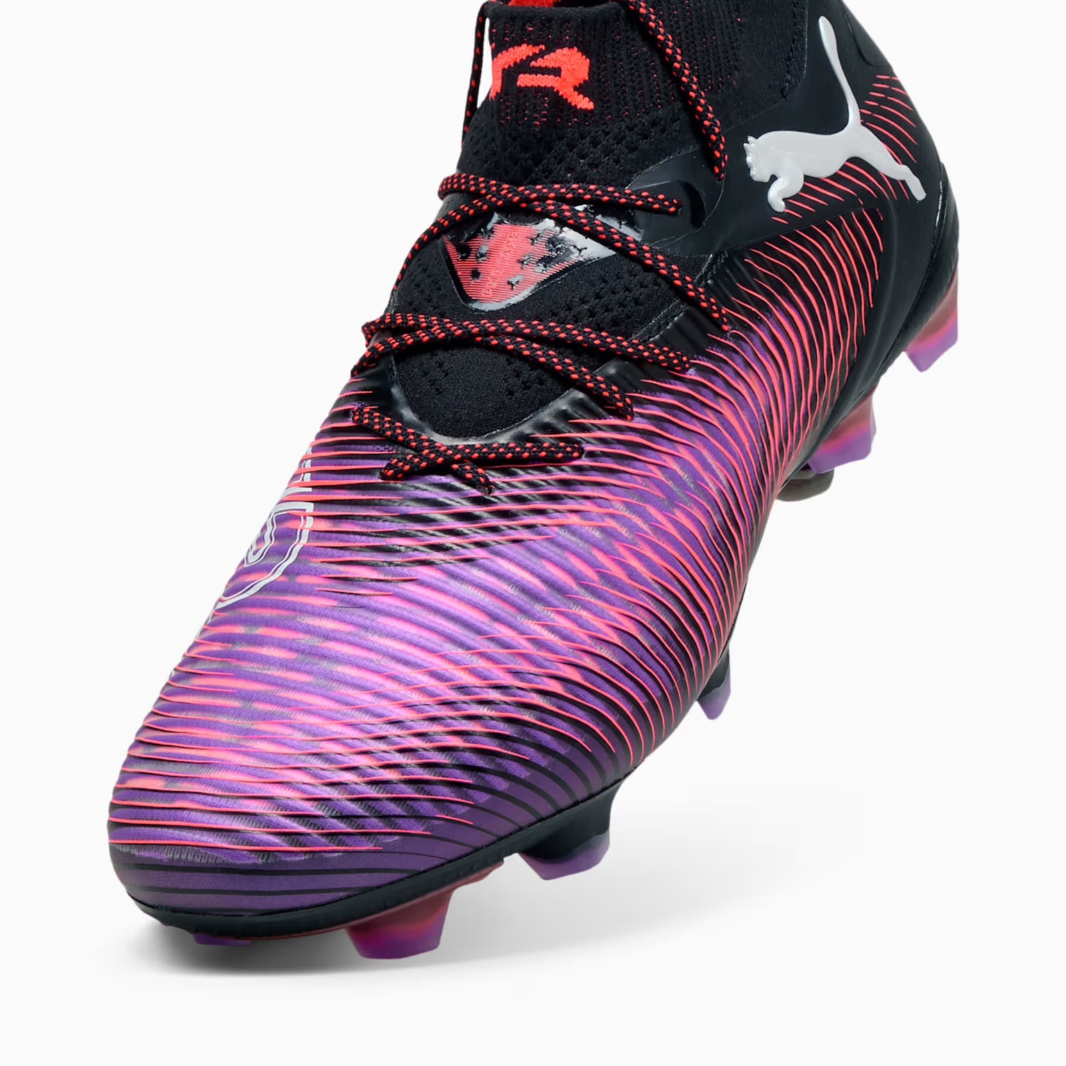 Puma Future 8 Ultimate FG Football Boots - Black/White/Glowing Red | Lightweight Soccer Cleats for Men | Perfect for Artificial Grass & Turf Fields | Professional Football Shoes for Training & Matches
