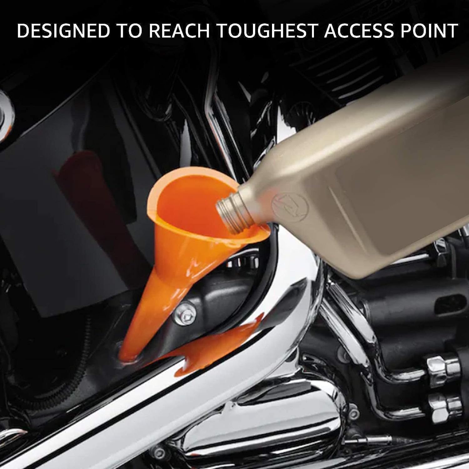 UCS 1123 QuickFill Spill Saver Multi-Purpose Funnel - Long Mouth Fueling Funnel for Gas, Oil & Liquids - Durable Orange Funnel for Automotive, Lawn Mower & Home Use