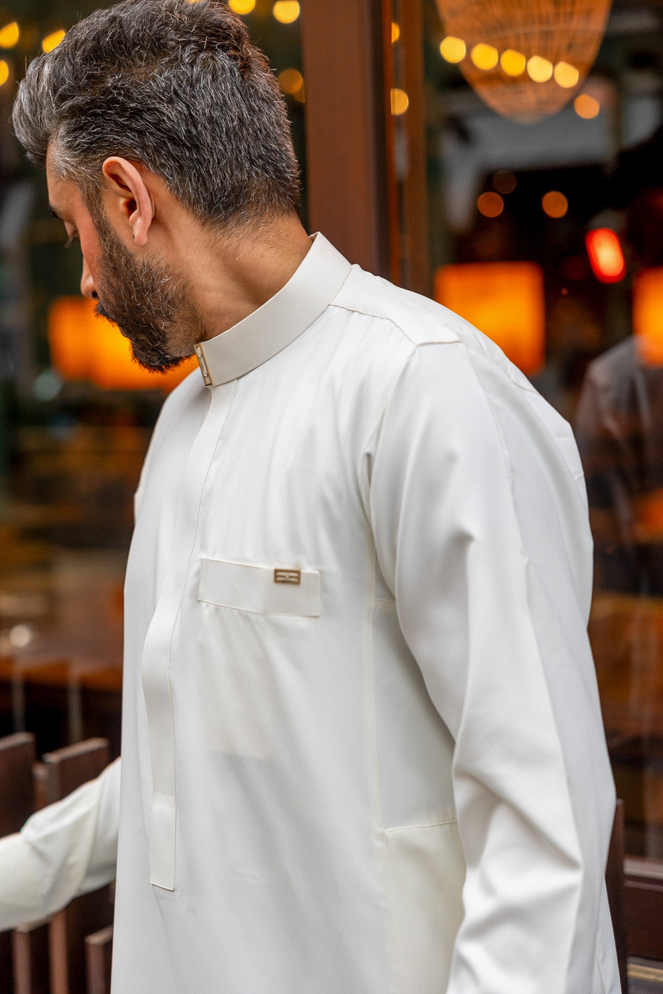 Premium J122 Cream Buckle Thobe for Men - Traditional Islamic Robe with Adjustable Buckle - Perfect for Eid, Prayer & Special Occasions