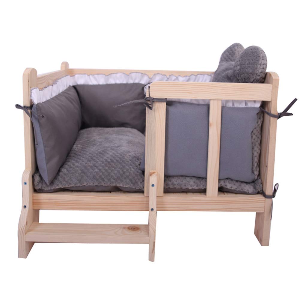 Elevated Orthopedic Cooling Dog Bed with Grey Soft Mat - Wood Frame Pet Cot for Large, Medium & Small Dogs - Indoor, Outdoor & Camping Use (100×70×45cm) - Perfect for Home, Yard & Travel Comfort