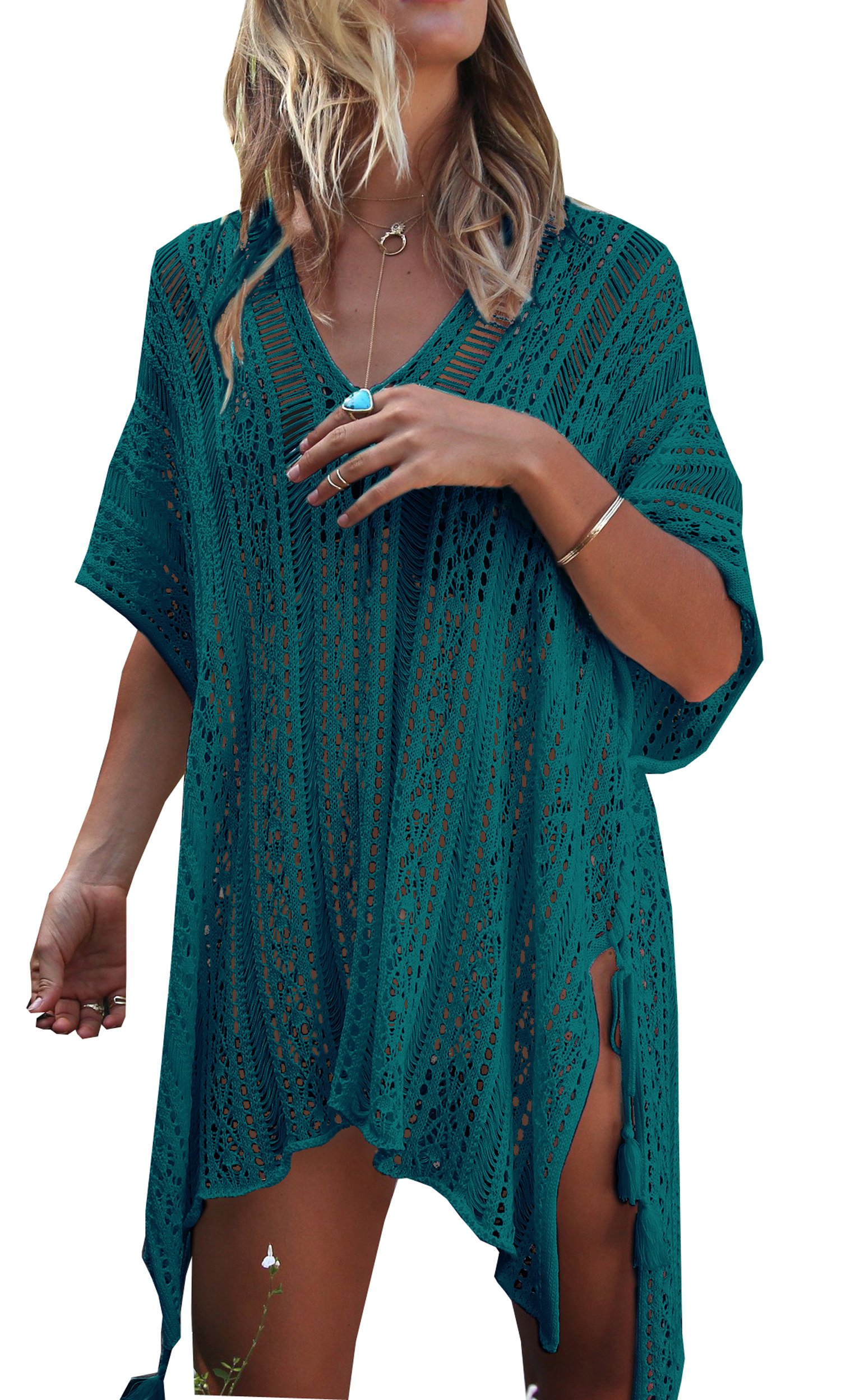 Wander Agio Women's Beach Swimsuit Cover Up - Long Sleeve Bikini Coverup with Net Design | Perfect for Poolside, Vacation & Summer Outfits