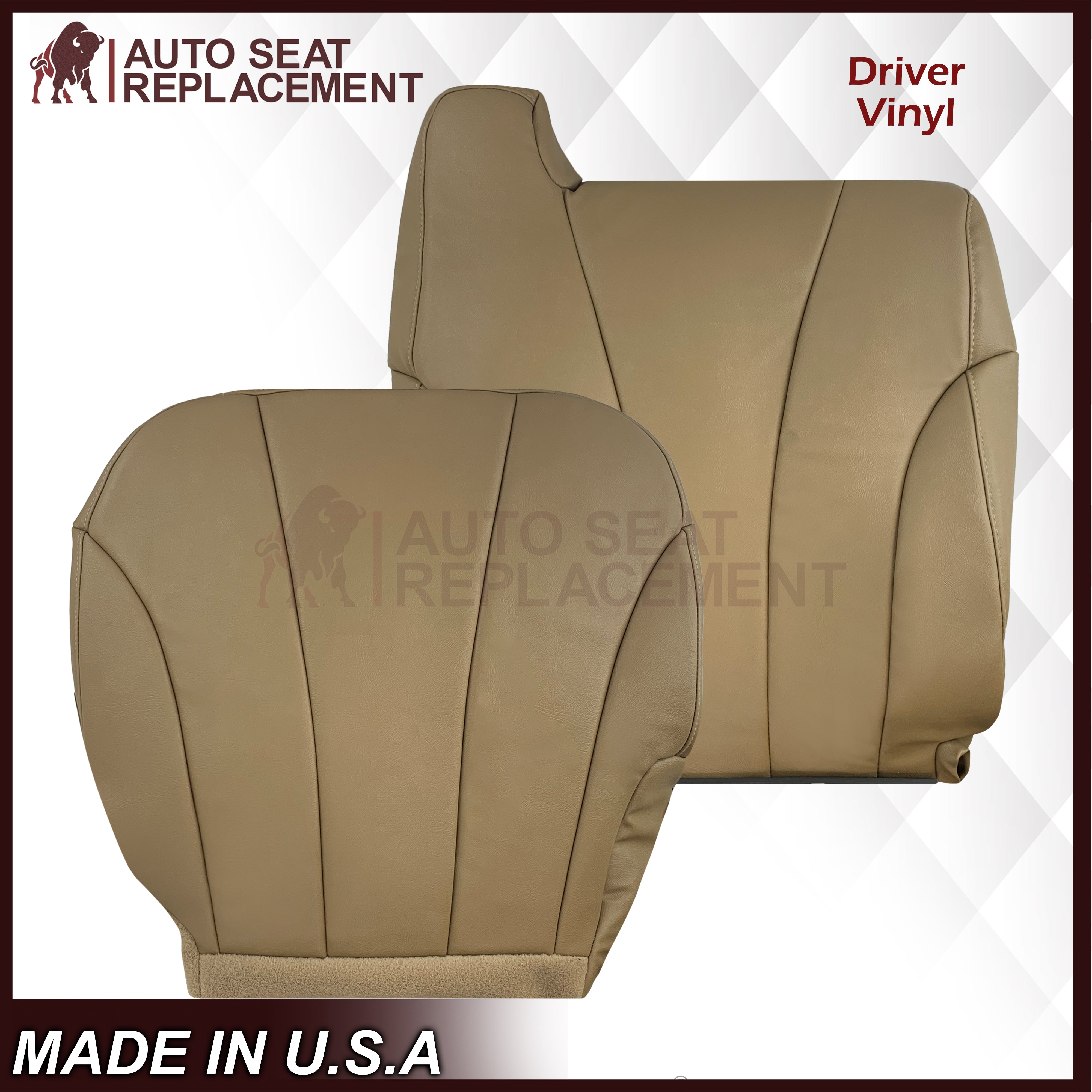 1999-2002 Chevy Silverado Dark Oak Tan Synthetic Leather Seat Covers - Durable & Custom Fit for Work Trucks - Perfect for Construction, Landscaping & Heavy-Duty Use