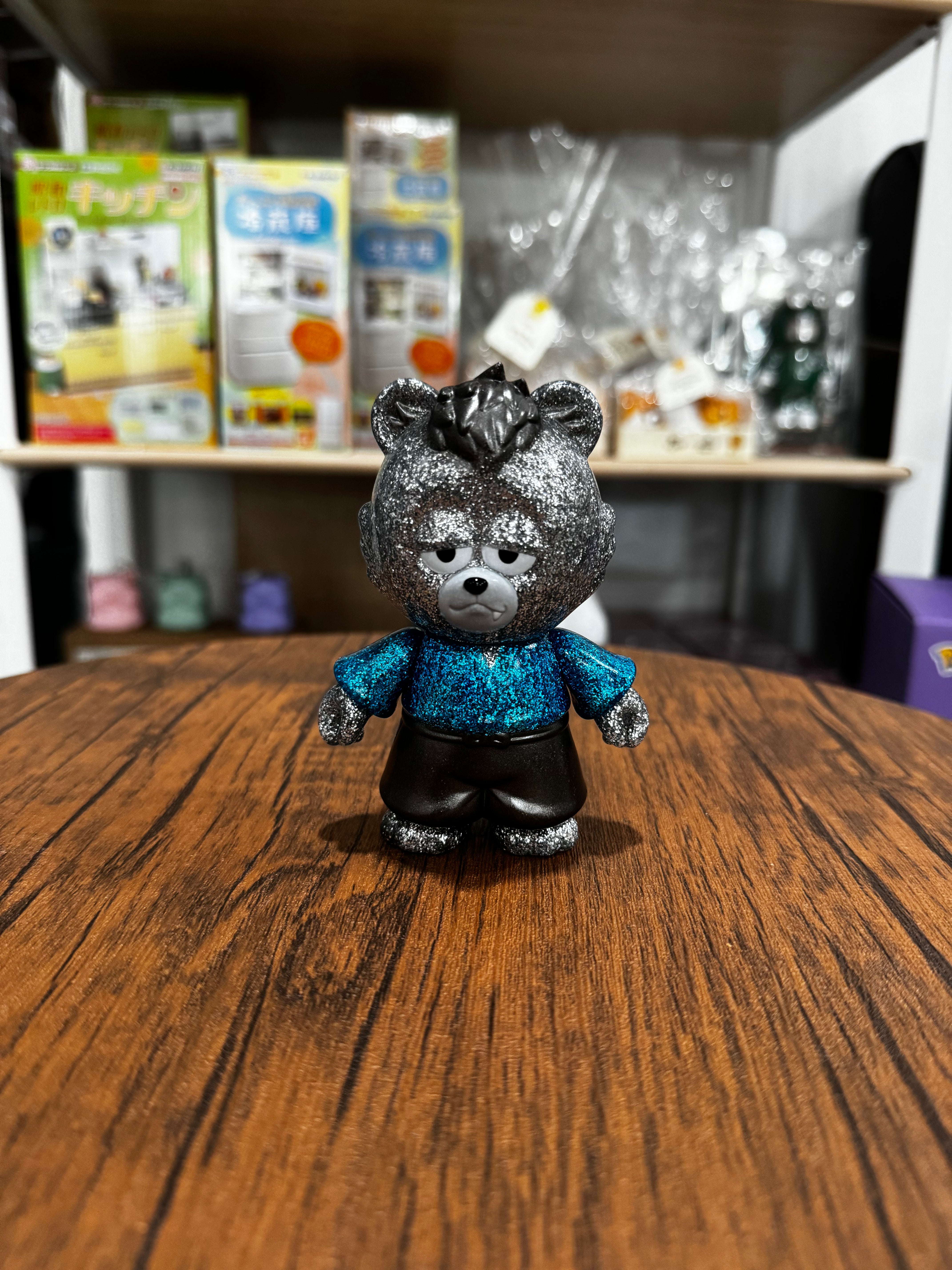 Funky Geek Samurai Bear Glitter Grizzly Plush Toy - Cute Anime Collectible for Home Decor, Gift Giving & Kawaii Lovers