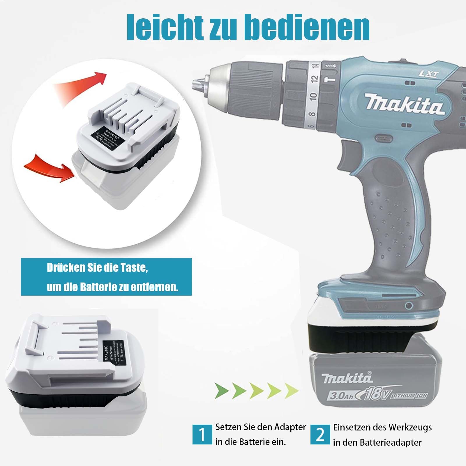 Makita 18V Battery Adapter for BL1815G, BL1811G, BL1830G Tools - Compatible with Original & Third-Party Makita 18V Batteries - Power Your Drills, Saws & Outdoor Power Tools