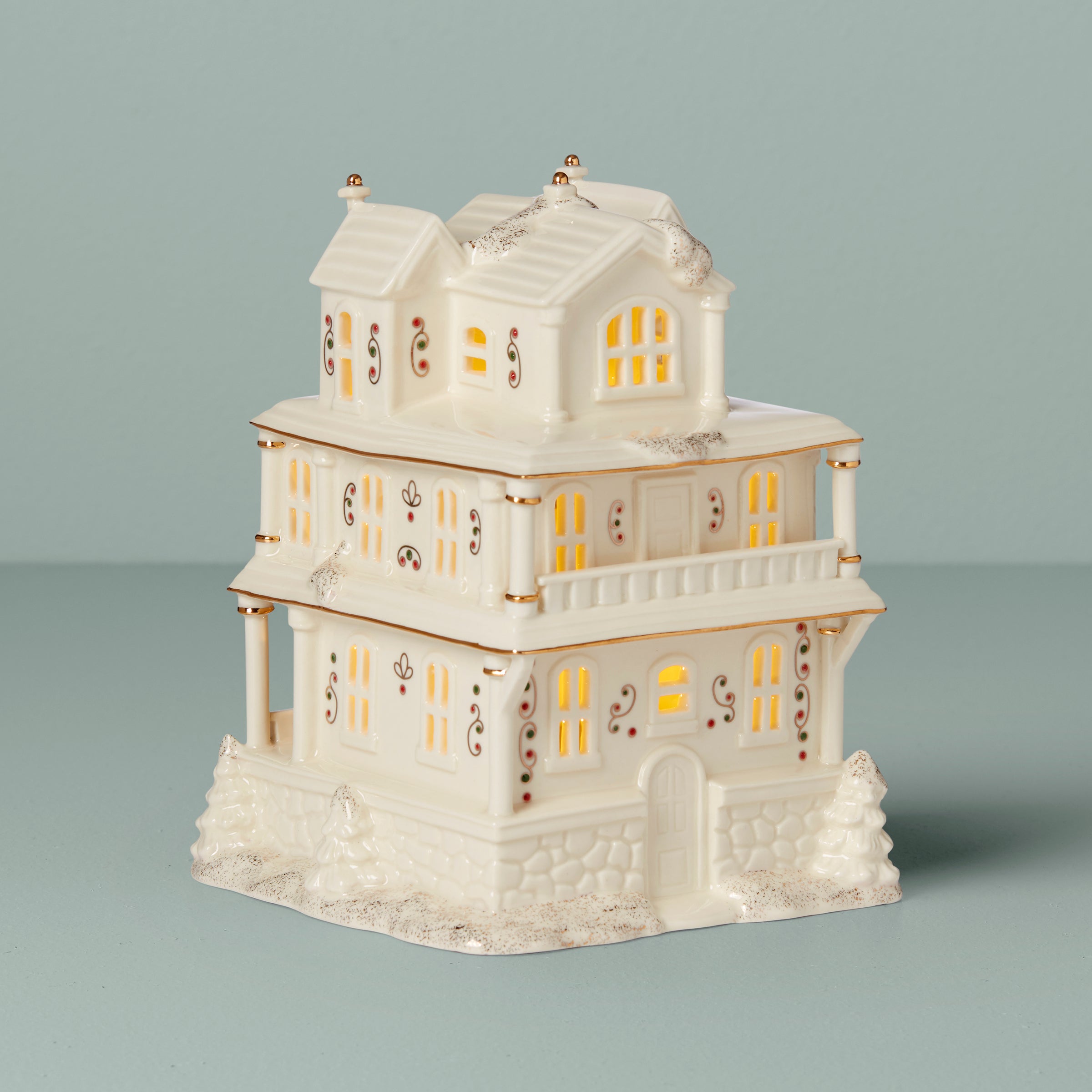 Victorian House Mistletoe Park LED Lit Figurine - Christmas Decoration for Home, Tabletop, and Holiday Display