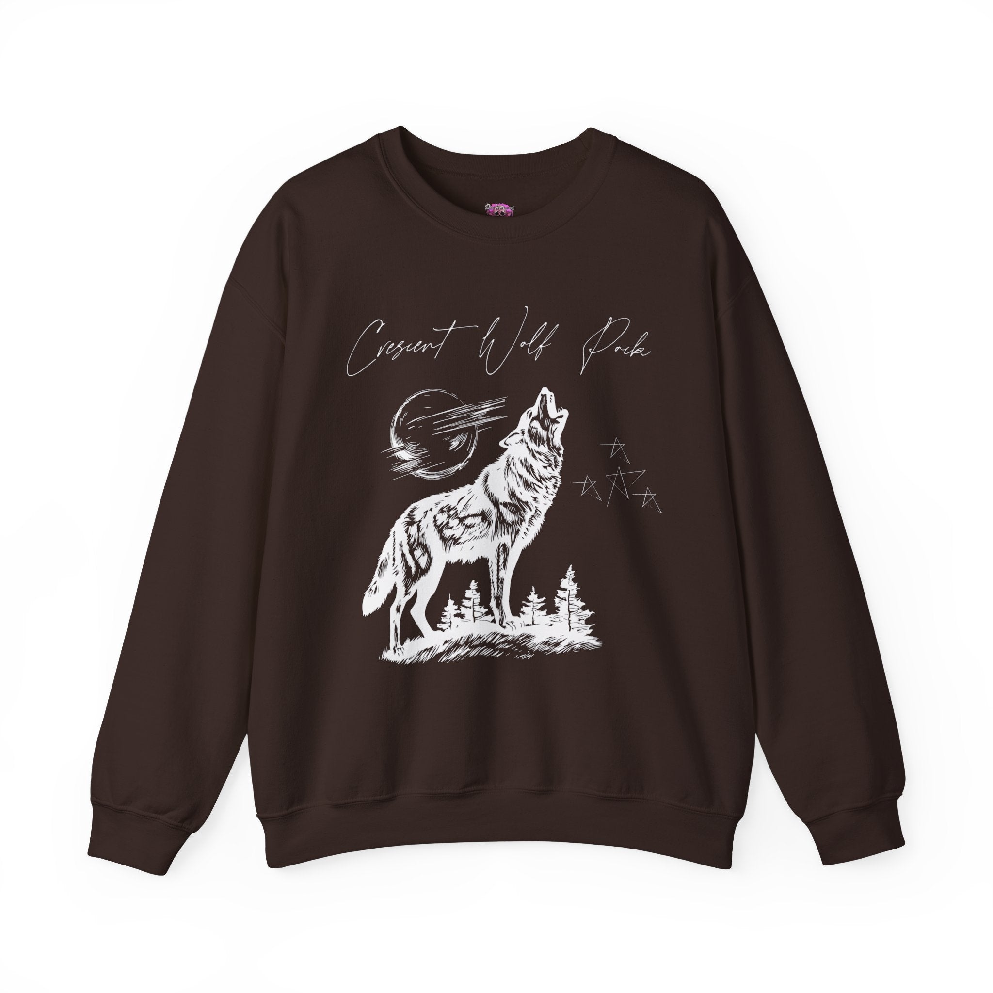 Crescent Wolf Pack Crewneck Sweatshirt - Stylish Graphic Pullover for Men & Women - Perfect for Casual Wear, Street Fashion, and Outdoor Activities