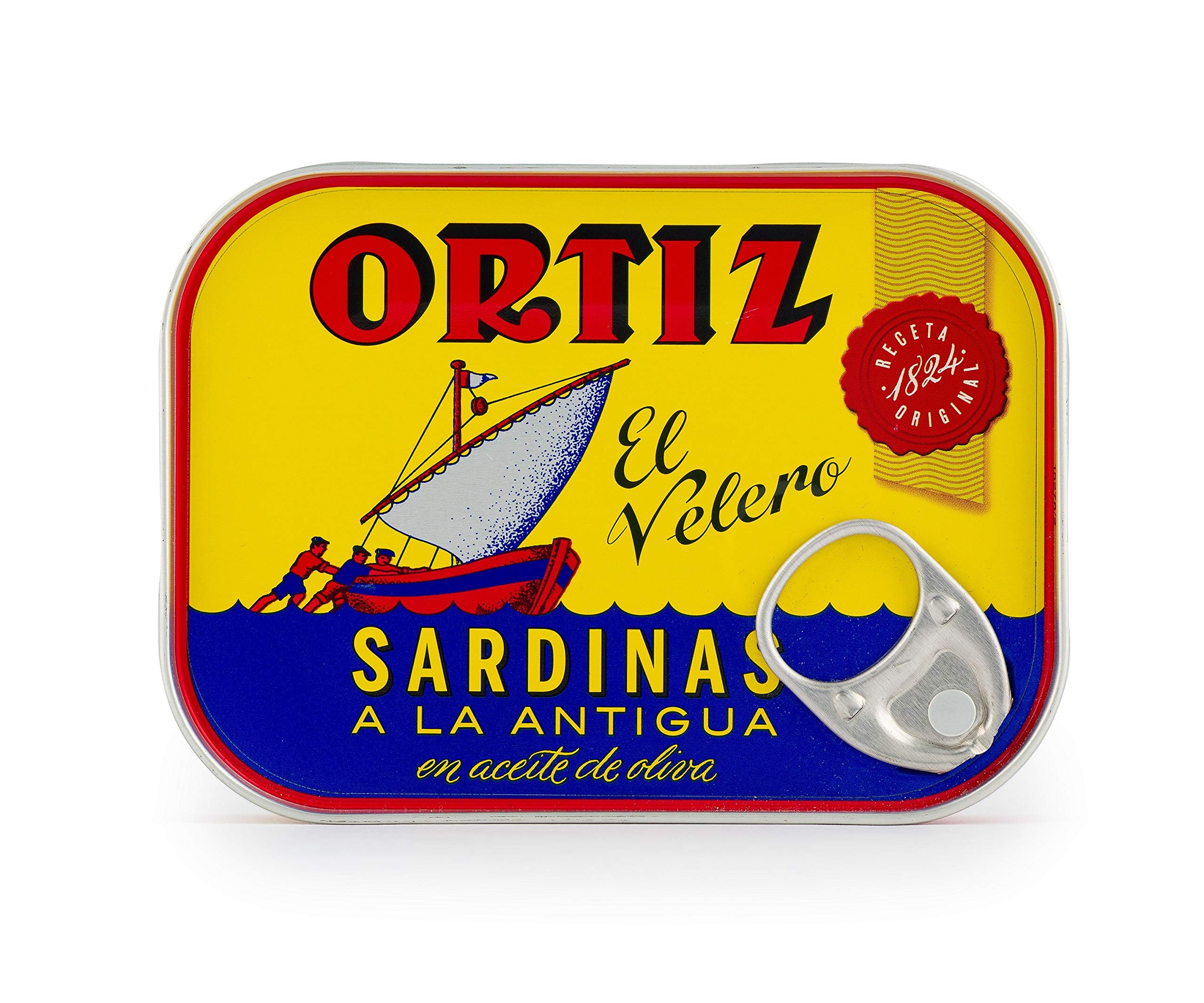 Ortiz Sardines A la Antiqua 'Old Style' - Wild Caught in Spain, Hand-Packed in Premium Extra Virgin Olive Oil, Moist & Tender - Perfect for Salads, Sandwiches, Toast & Mediterranean Recipes - 4.9oz Can (Pack of 4)