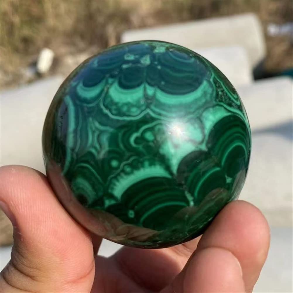 Natural Malachite Crystal Sphere - 4-4.5cm Polished Stone for Meditation, Reiki Healing, Feng Shui & Home Decor - Raw Green Ore for Energy Work & Spiritual Practices