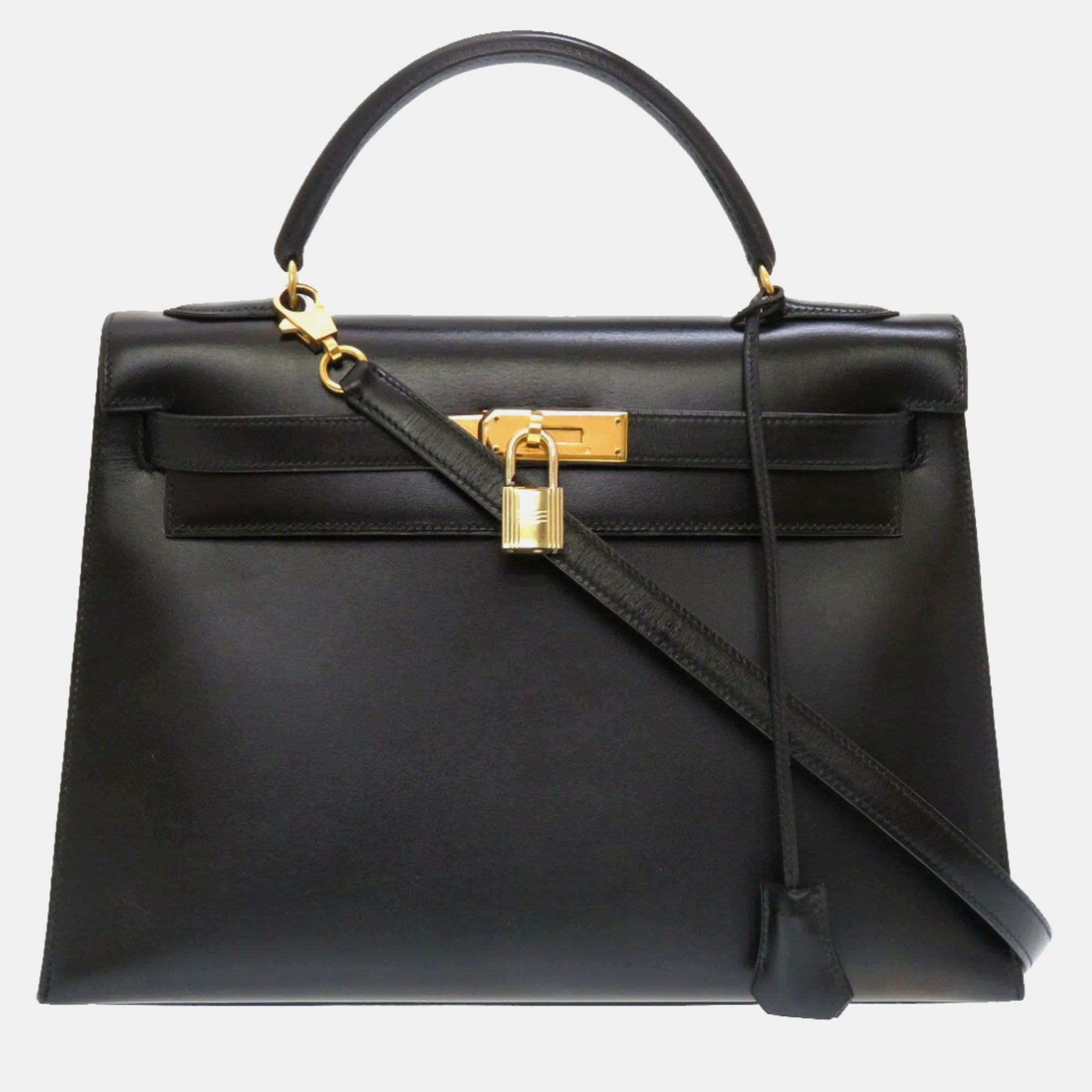 Black Box Calf Kelly 32 Handbag - Luxury Leather Shoulder Bag for Women | Perfect for Work, Evening Events & Special Occasions