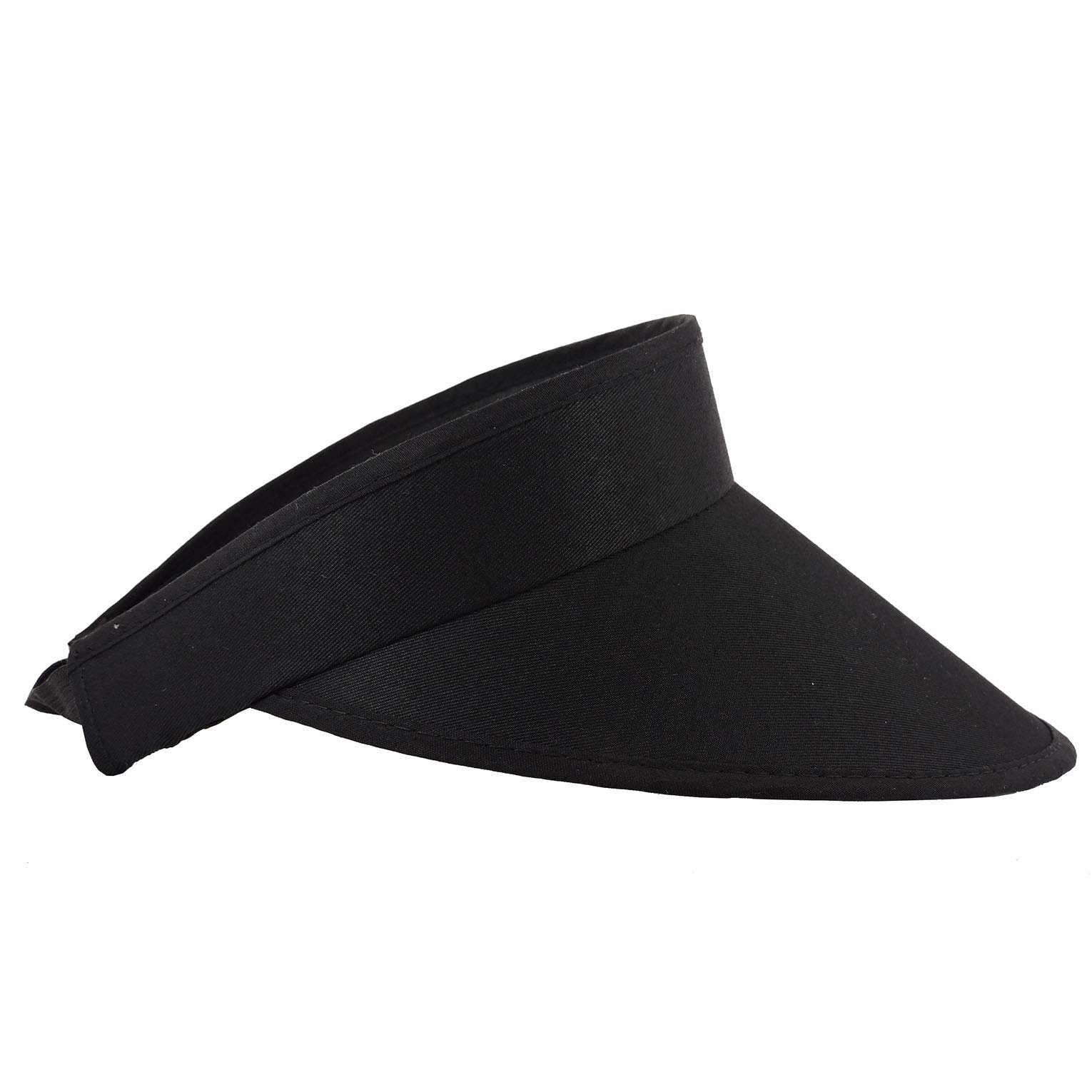 Silverfever Women's Wide Brim UV Protection Sun Visor Hat - UPF 50+ Sunblock for Beach, Tennis, Golf & Outdoor Sports (Black) - Perfect for Summer Activities, Travel and Sun Safety