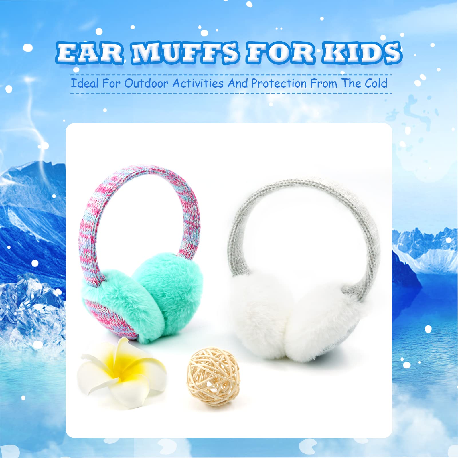 RAOEXI Winter Ear Muffs for Kids - Warm Furry Knit Earmuffs for Girls & Boys, Soft Plush Toddler Ear Warmers, Cold Weather Outdoor Ear Protection - Perfect for Snow Play, Winter Sports, and School Commutes