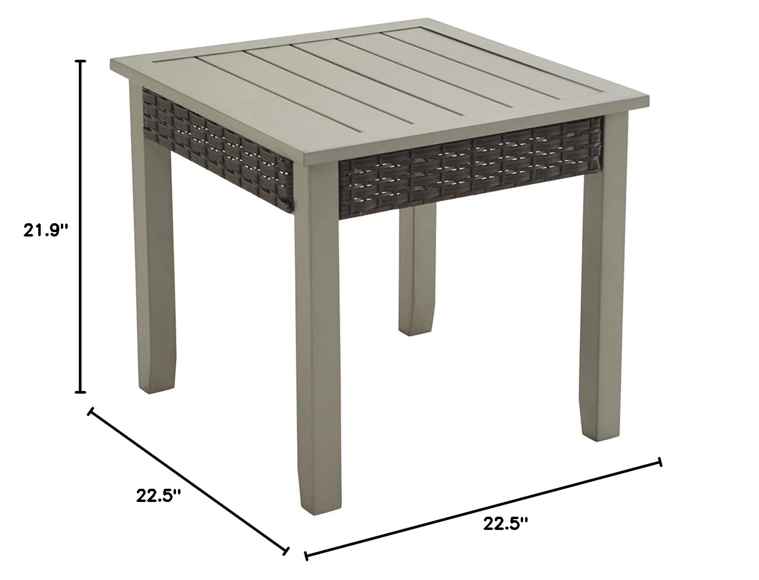 LOKATSE HOME 22.5 Inch Square Metal Outdoor Side Table - Weather-Resistant Gray Patio End Table for Garden, Poolside & Dining Area