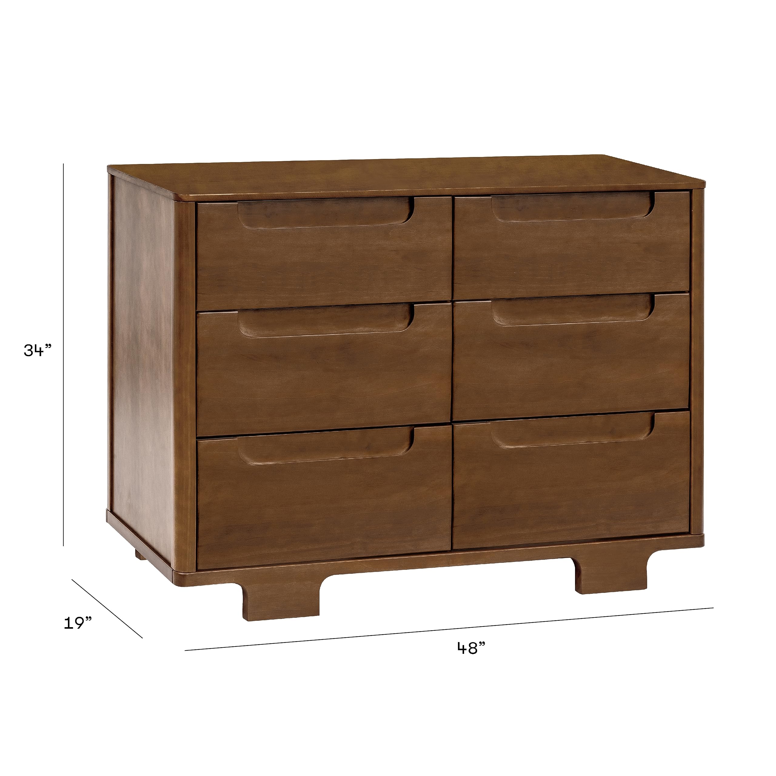 Babyletto Yuzu 6-Drawer Dresser in Natural Walnut - Greenguard Gold Certified Nursery Furniture for Baby Room Organization & Storage