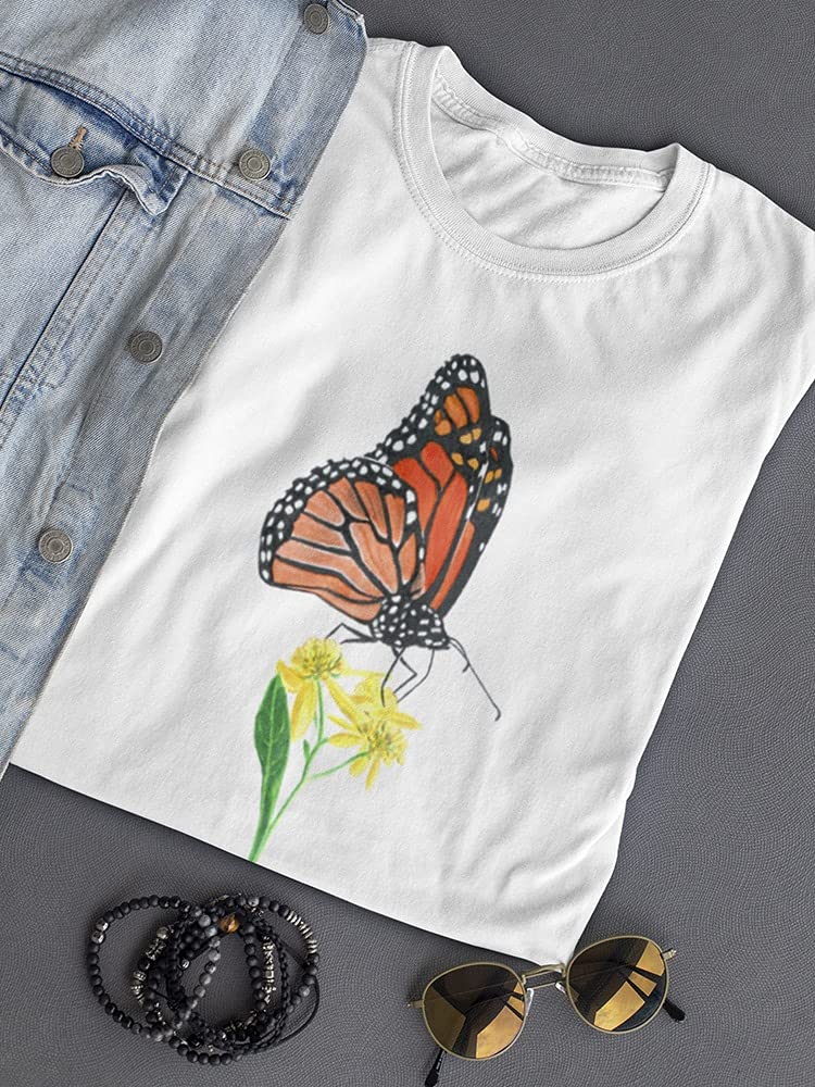 Monarch Butterfly Oil Painting T-Shirt for Women - Artistic Floral Tee for Casual Wear & Summer Outfits