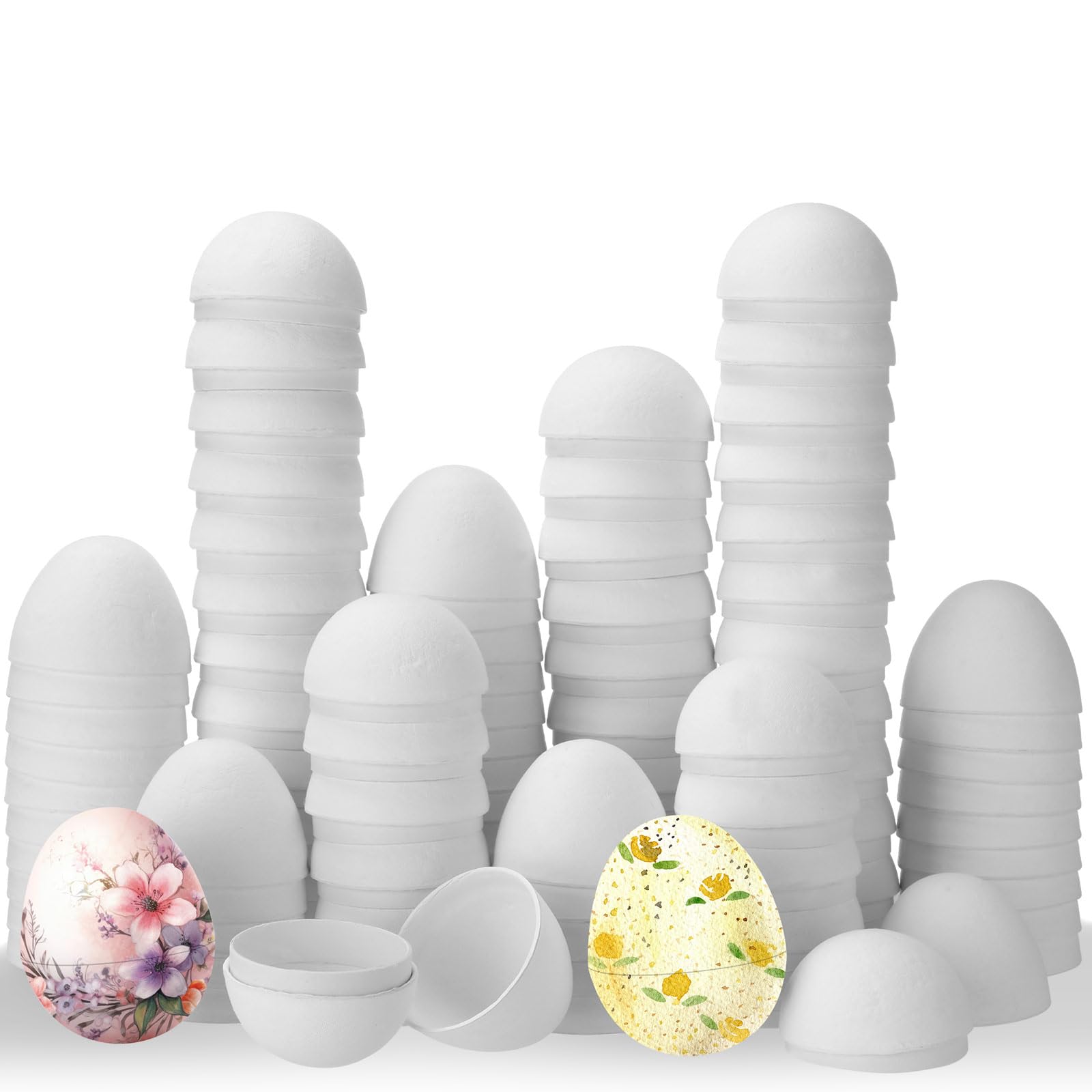 Motionchic 100 Pcs DIY Easter Paper Mache Eggs - Unfinished Blank Craft Eggs for Painting & Decorating - Perfect for Easter Party Favors, Gift Basket Fillers, and Holiday Crafts - Great for Classroom Activities, Home Decor, and Seasonal DIY Projects