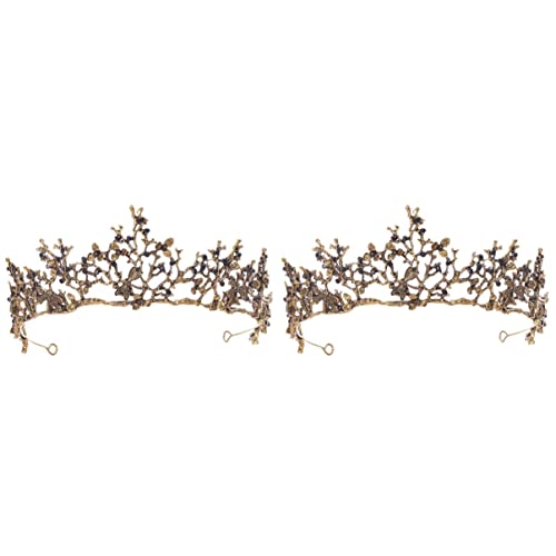 FRCOLOR 2 PCS Baroque Wedding Crystal Crowns - Vintage Bridal Tiaras for Women, Rhinestone Hair Accessories for Brides, Prom, Pageant, and Special Occasions
