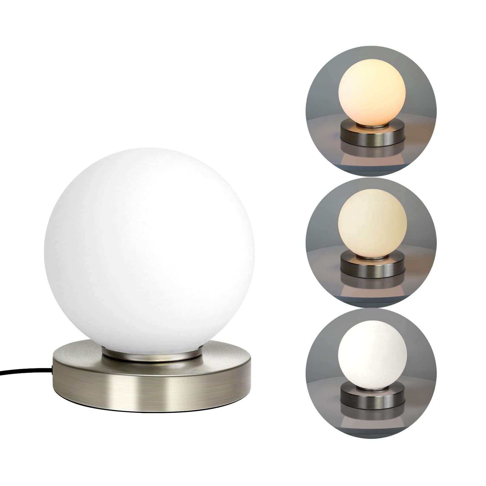 LED Desk Lamp with Eye-Caring Glass Shade - Dimmable 3-Color Changing, 10 Brightness Levels, Memory Function - Perfect for Reading, Study, Office & Nightstand Use
