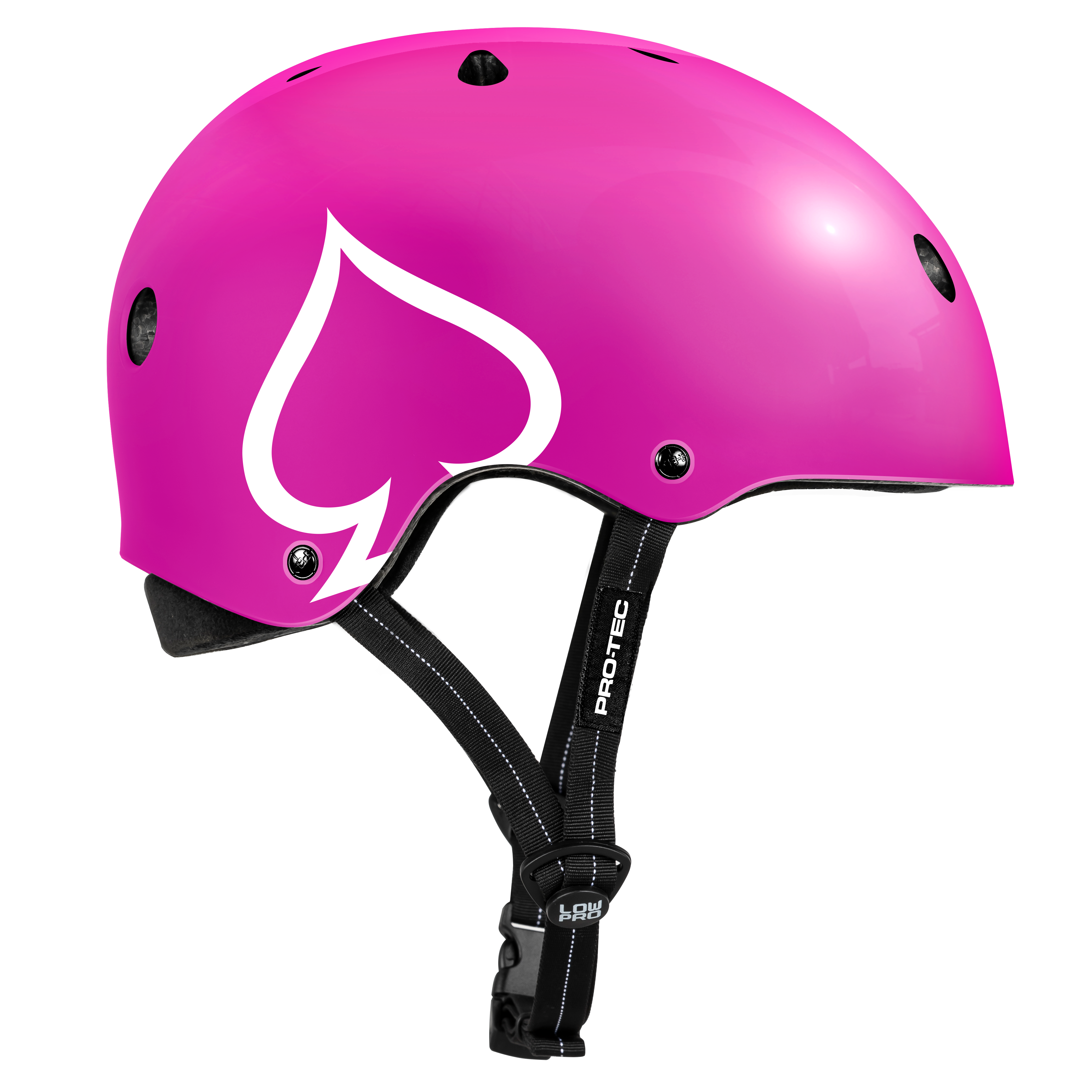 LOW PRO Certified Bike Helmet - Gloss Pink for Cycling, Skateboarding & Outdoor Sports Safety