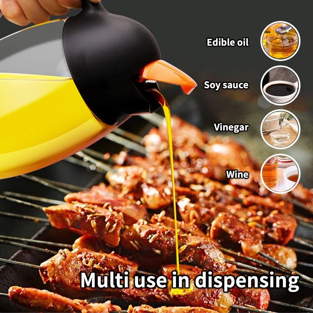 Premium Olive Oil Dispenser Bottle with Auto Flip Cap - 21oz Leakproof Kitchen Oil & Vinegar Cruet - Non-Slip Handle & No Drip Spout - Cute Penguin Design (Red) - Perfect for Cooking, Salad Dressing & Baking