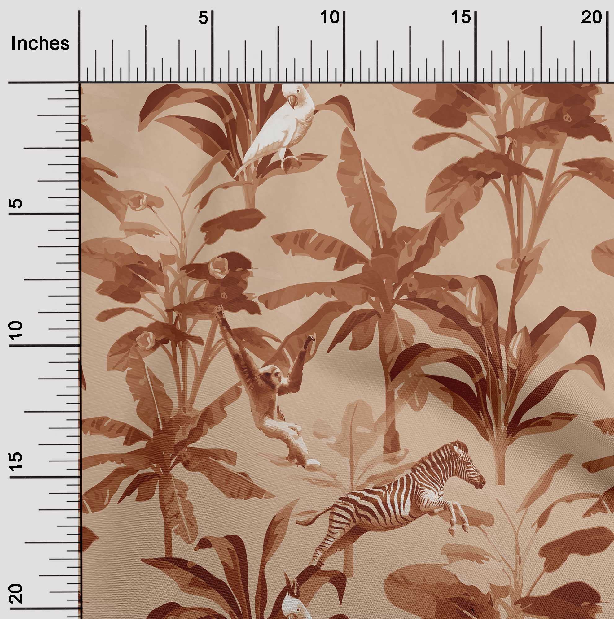 oneOone Polyester Spandex Light Brown Tropical Animal Print Fabric - 56 Inch Wide Dress Material by The Yard | Perfect for Summer Dresses, Skirts & DIY Fashion Projects