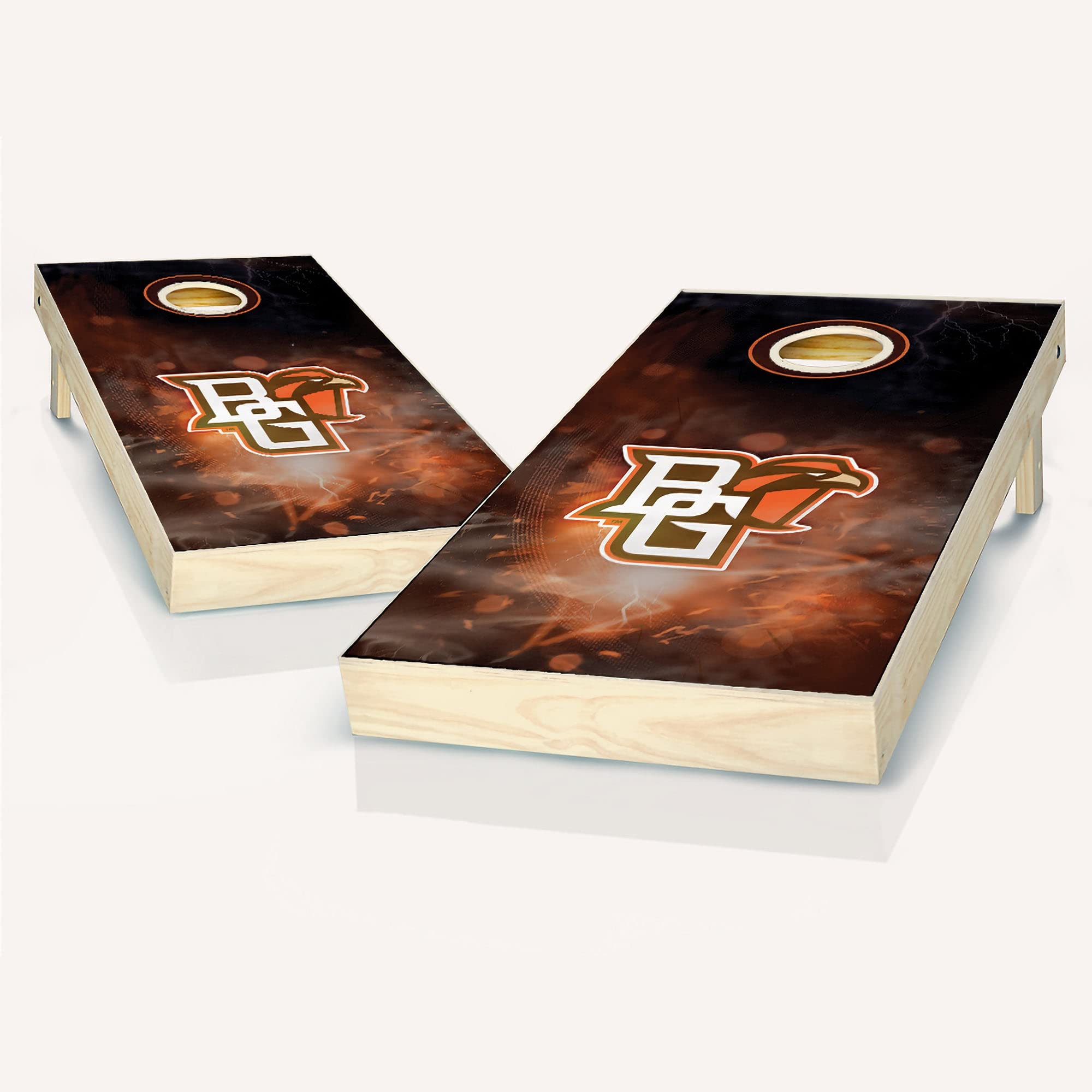 Premium Bowling Green Smoke Cornhole Game Set - 2 Wooden Boards & 8 Bean Bags for Outdoor Fun | Perfect for Backyard Parties, Tailgating, and Family Gatherings