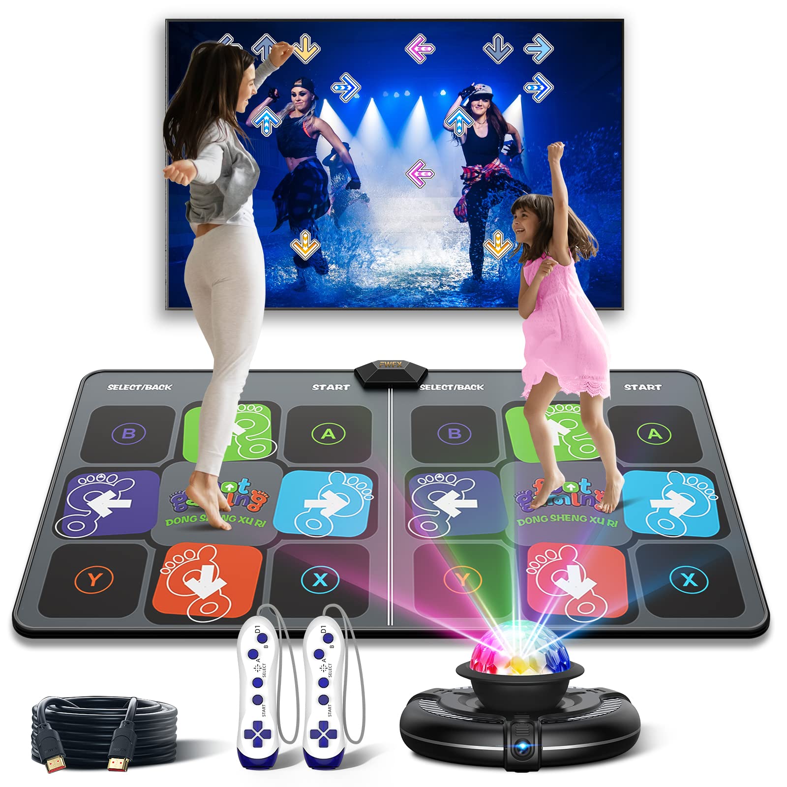 Wireless Dance Pad for Adults & Kids - Double Player TV Dance Mat with Smart Camera, Plug & Play Electronic Dance Game for Family Fun - Perfect for Fitness, Parties, Christmas & Birthday Gifts