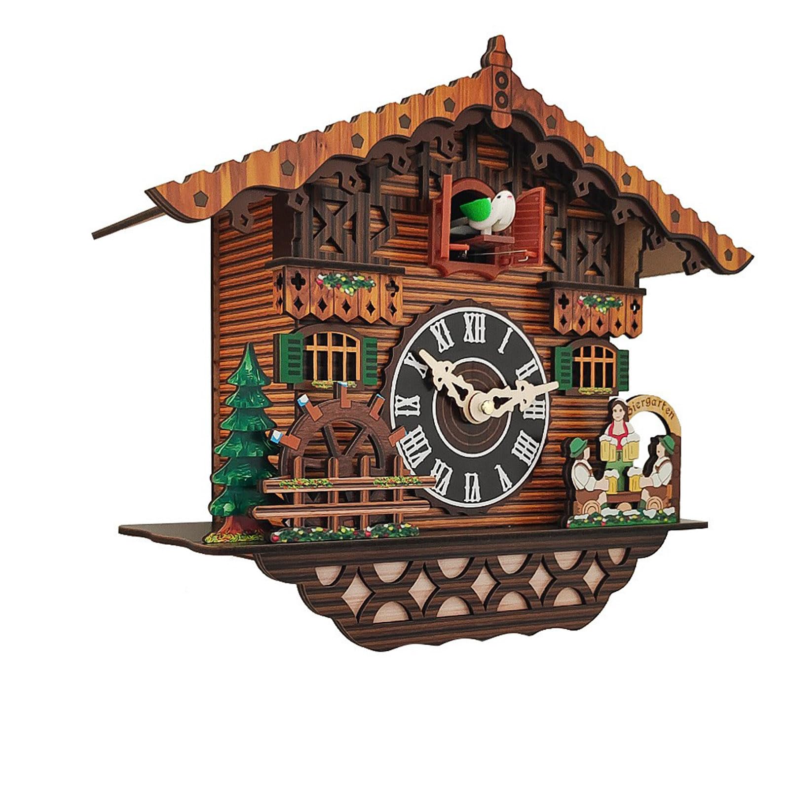 Handcrafted Brown Aimery Cuckoo Clock with Moving Coo Coo Bird & Melodic Chimes - Traditional German-Style Wall Clock for Home, Office & Cabin Decor (Model 2)