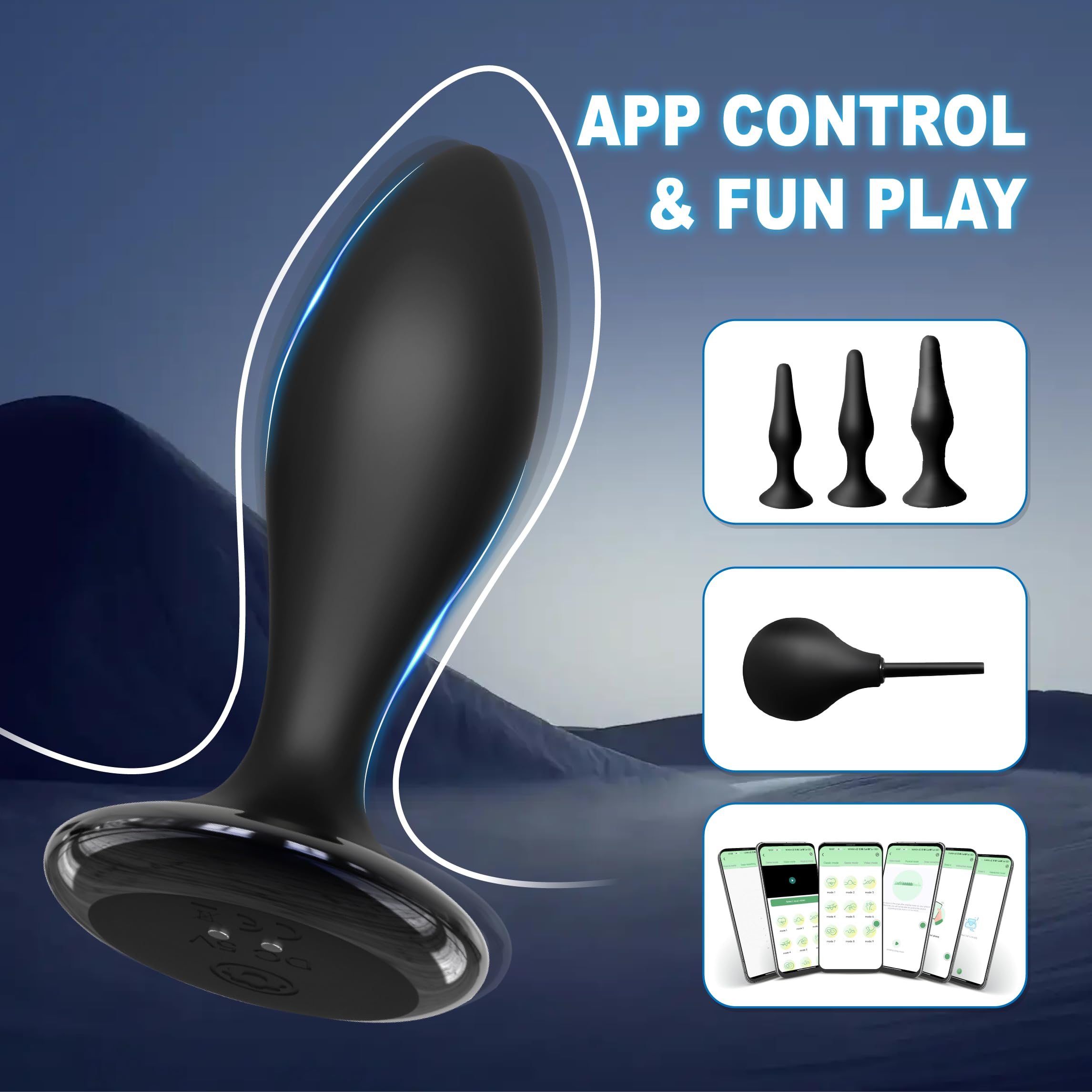 Premium Silicone Anal Plug Vibrator Set - 5PCS Remote & APP Controlled Anal Training Kit with 9 Vibration Modes, Prostate Massager & Anal Beads for Women, Men & Couples | Perfect for Solo Play, Couples Intimacy & BDSM Exploration