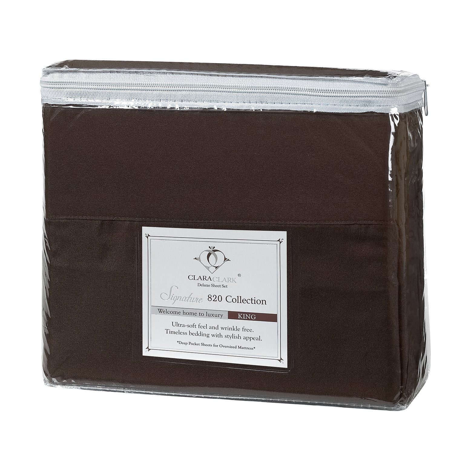 Clara Clark Soft Microfiber Bed Sheet Set - Full Size, Chocolate Brown, 4-Piece, Breathable & Hypoallergenic for Comfortable Sleep - Perfect for Master Bedroom, Guest Room & Dorm
