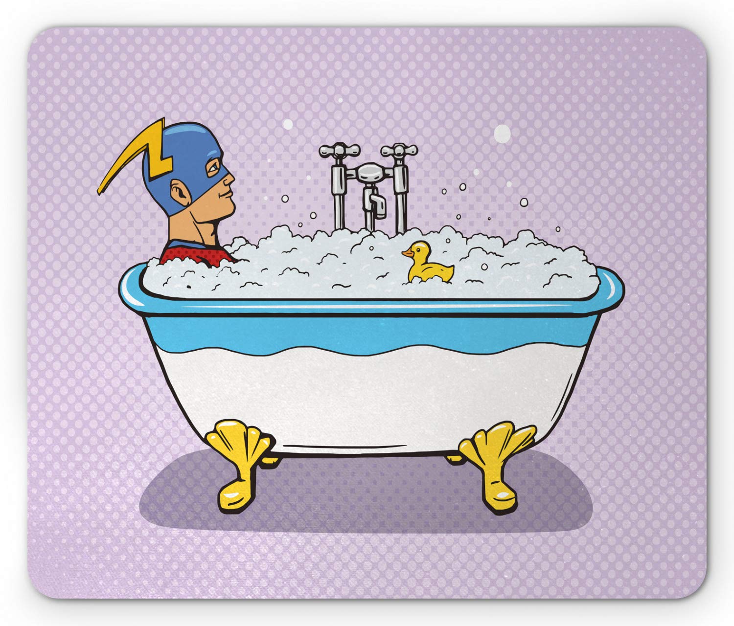 Ambesonne Comics Superhero Mouse Pad - Non-Slip Rubber Gaming Mousepad with Fast & Furious Bubble Bath Duck Art Print, Standard Size Rectangle Mouse Mat for Office & Home Computer Desk - Perfect for Gamers, Graphic Designers & PC Users