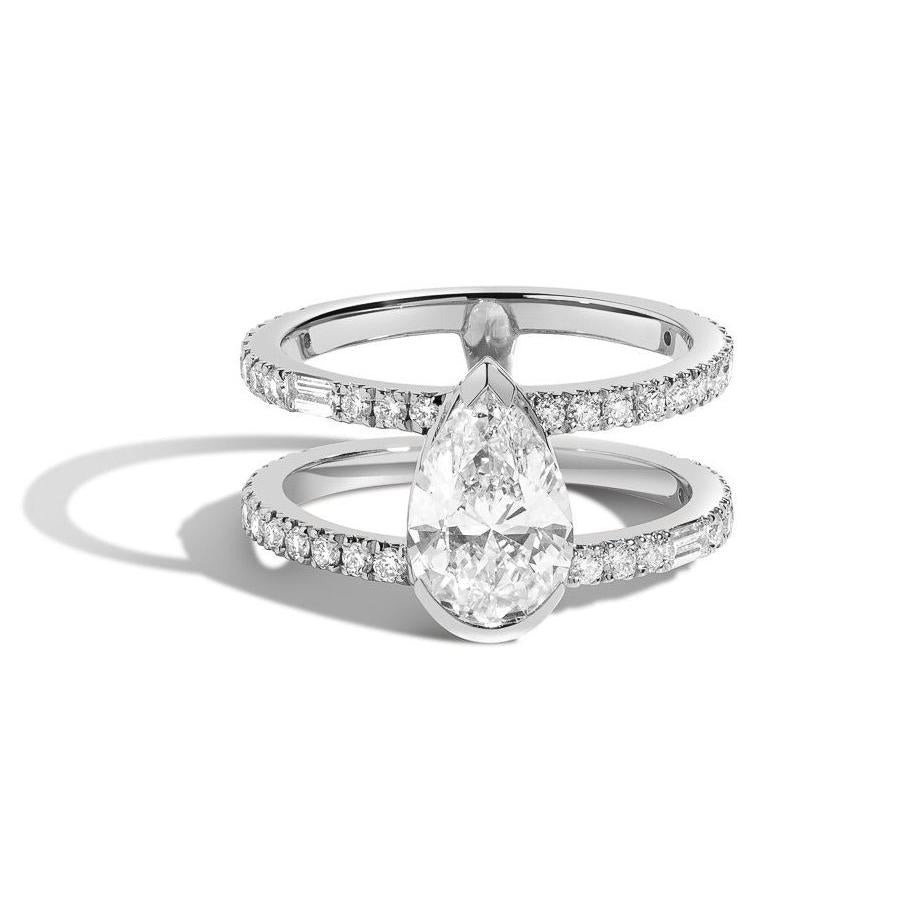 Pear Double Band Ring - Elegant Stackable Ring for Women, Dainty Jewelry Gift for Her, Perfect for Everyday Wear & Special Occasions