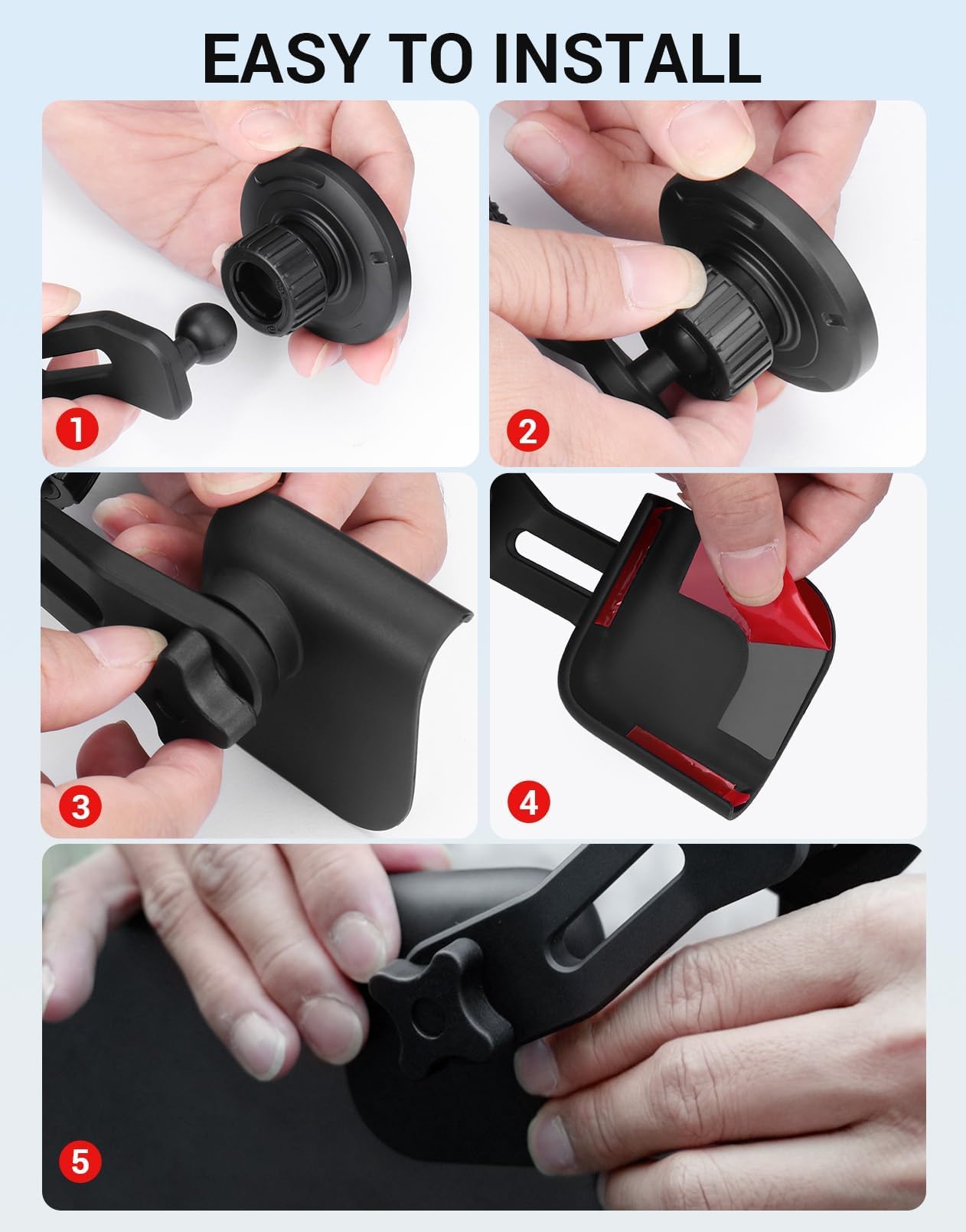 BASENOR Magnetic Phone Holder for Tesla Model 3 & Y - 360° Adjustable Strong Magnet Stand with Magsafe Compatibility - Fits iPhone & Android Phones - Perfect for Hands-Free Navigation & Streaming in Your Tesla