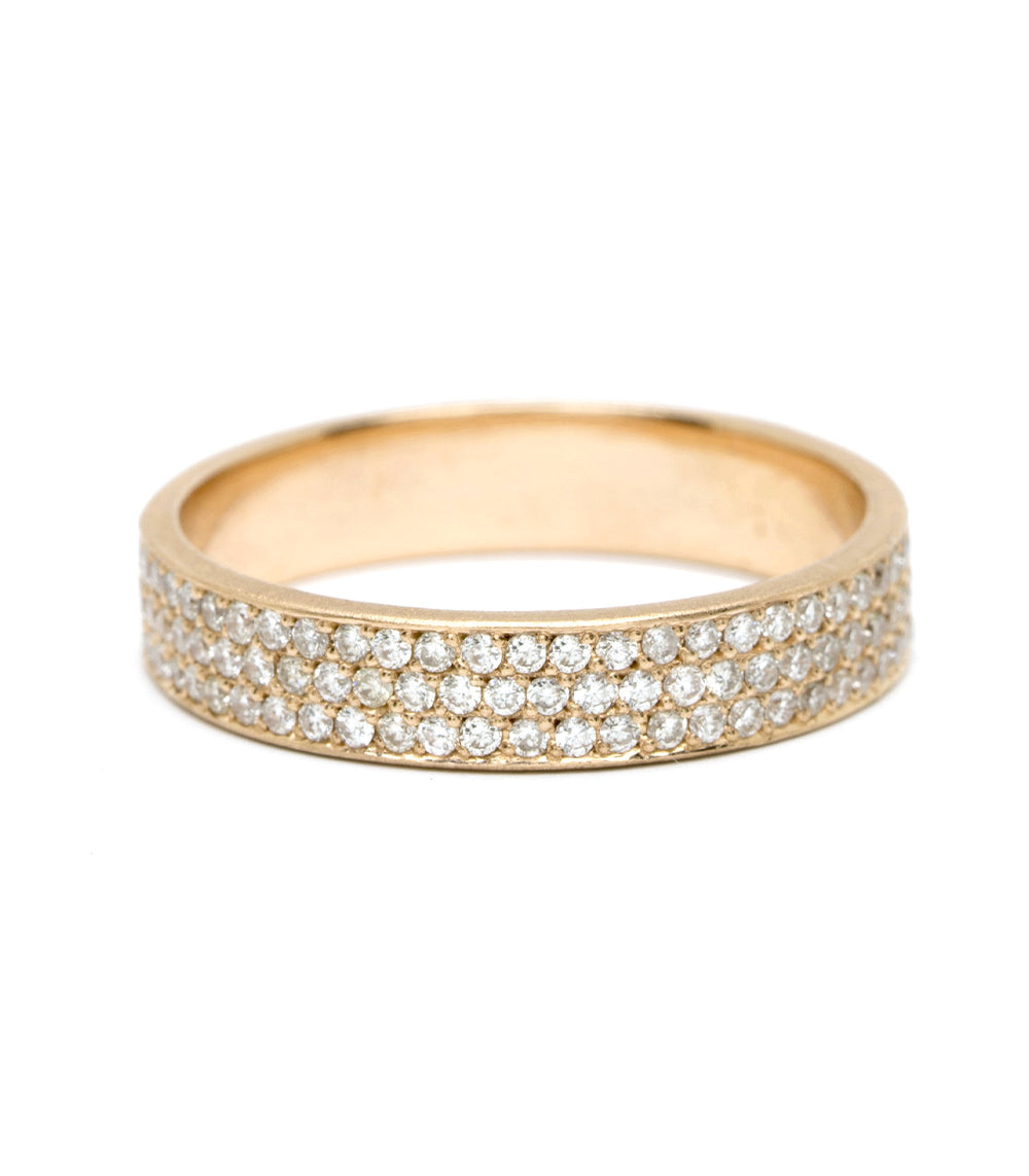 14K Gold Thee Row Diamond Pave Eternity Band Ring for Women - Wedding, Anniversary & Special Occasion Jewelry Gift