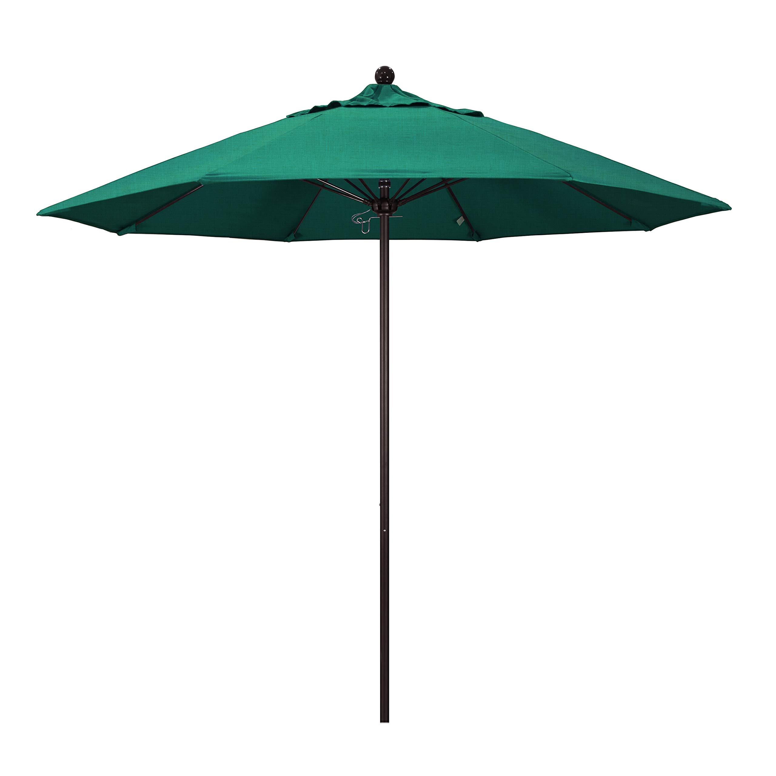 California Umbrella 9' Round Venture Series Commercial-Grade Patio Umbrella with Push-Open Pin Stop Mechanism in Bronze Finish & Sunbrella Aztec Fabric - Perfect for Outdoor Dining, Poolside Lounging, and Backyard Entertaining