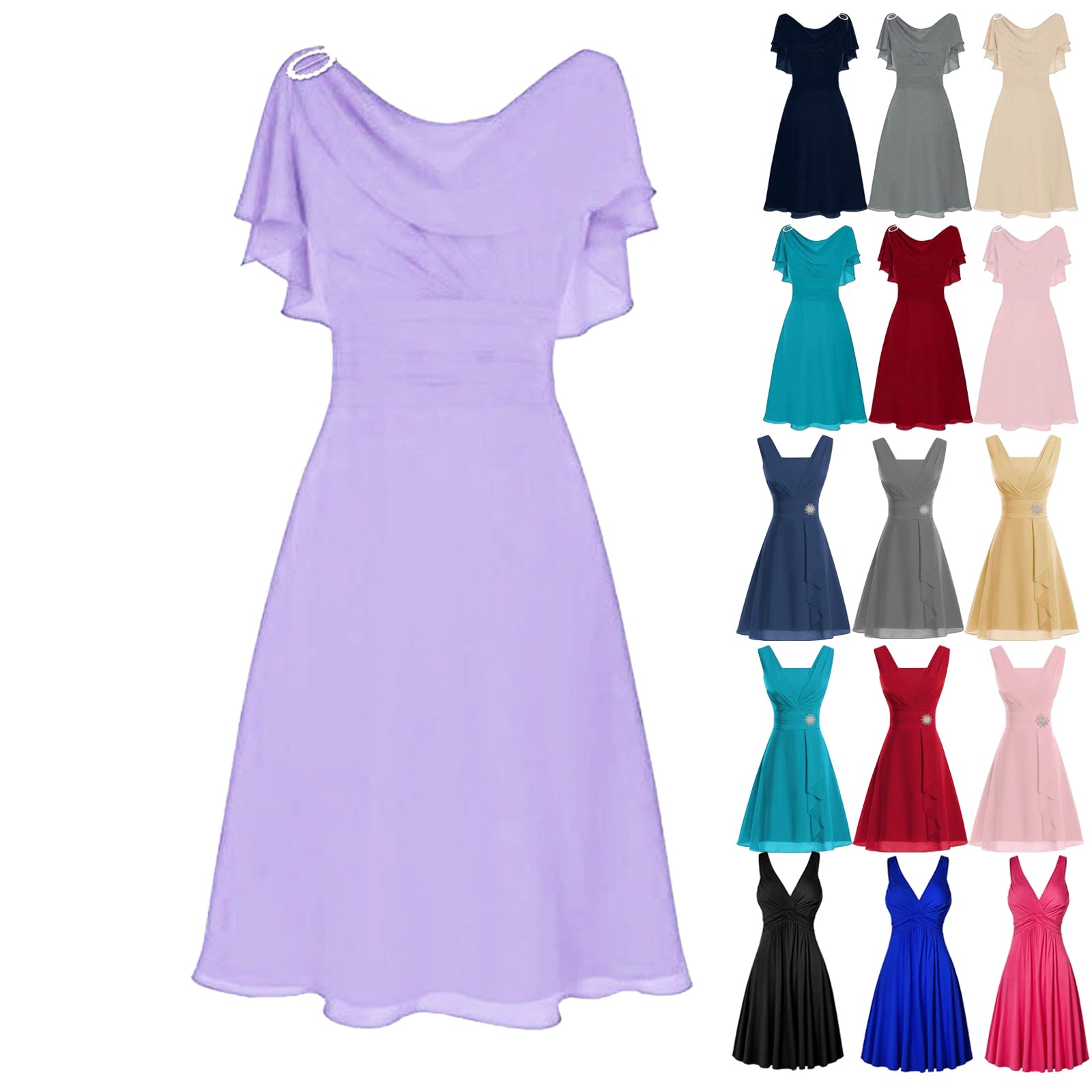 Elegant Women's V-Neck Sleeveless Party Dress - Summer Wedding Guest & Bridesmaid Cocktail Sundress - Perfect for Formal Events, Beach Weddings & Evening Parties