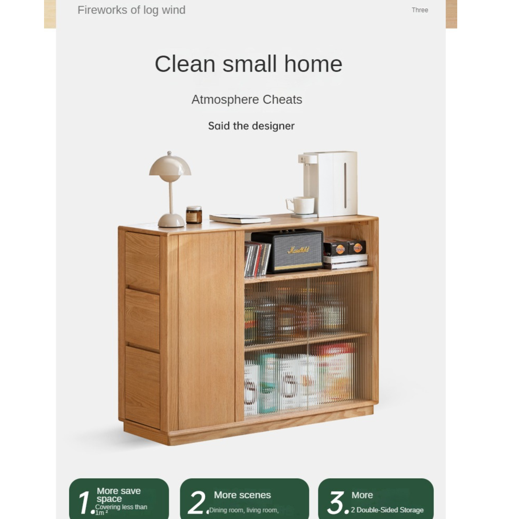 Solid Oak Wood Modern Nordic Sideboard - Mid-Century Buffet Cabinet for Dining Room, Living Room & Entryway Storage