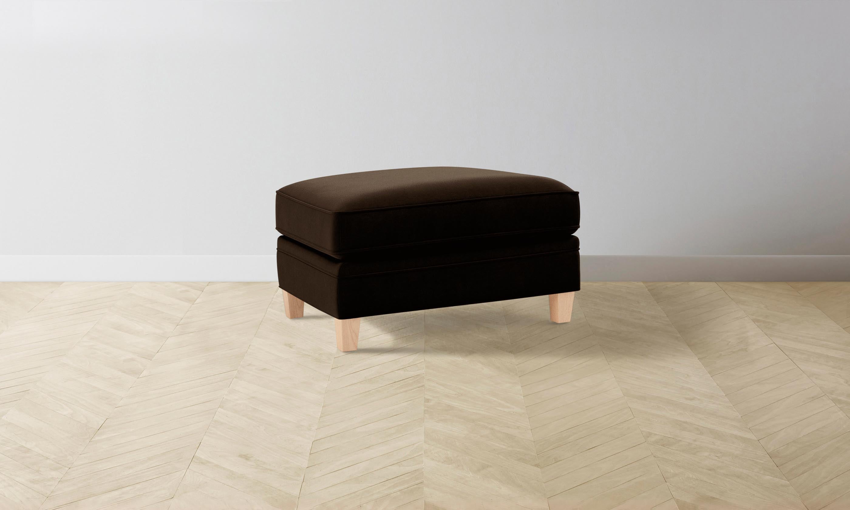 Luxury Carmine Ottoman with Mohair Upholstery in Rich Chocolate Brown - Perfect for Living Room, Bedroom, or Home Office Decor