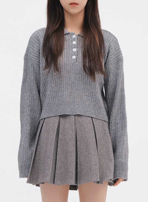 Button Up Collar Crop Knit Top for Women - Stylish Short Sleeve Blouse for Casual Outings & Office Wear